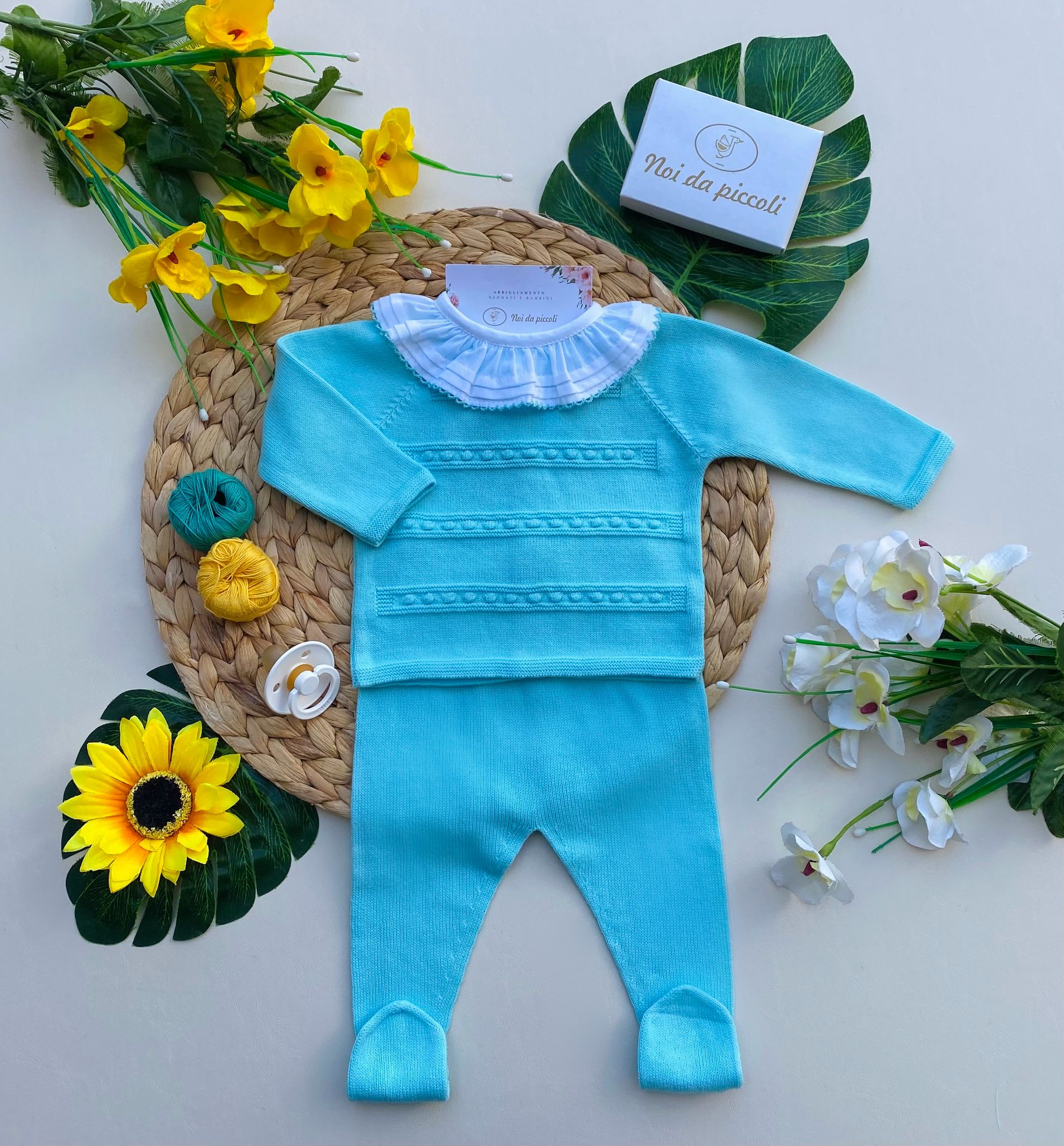 COMPLETO 2 PZ CON MAGLIETTINA E PANTALONE TURCHESE - Noi da piccoli