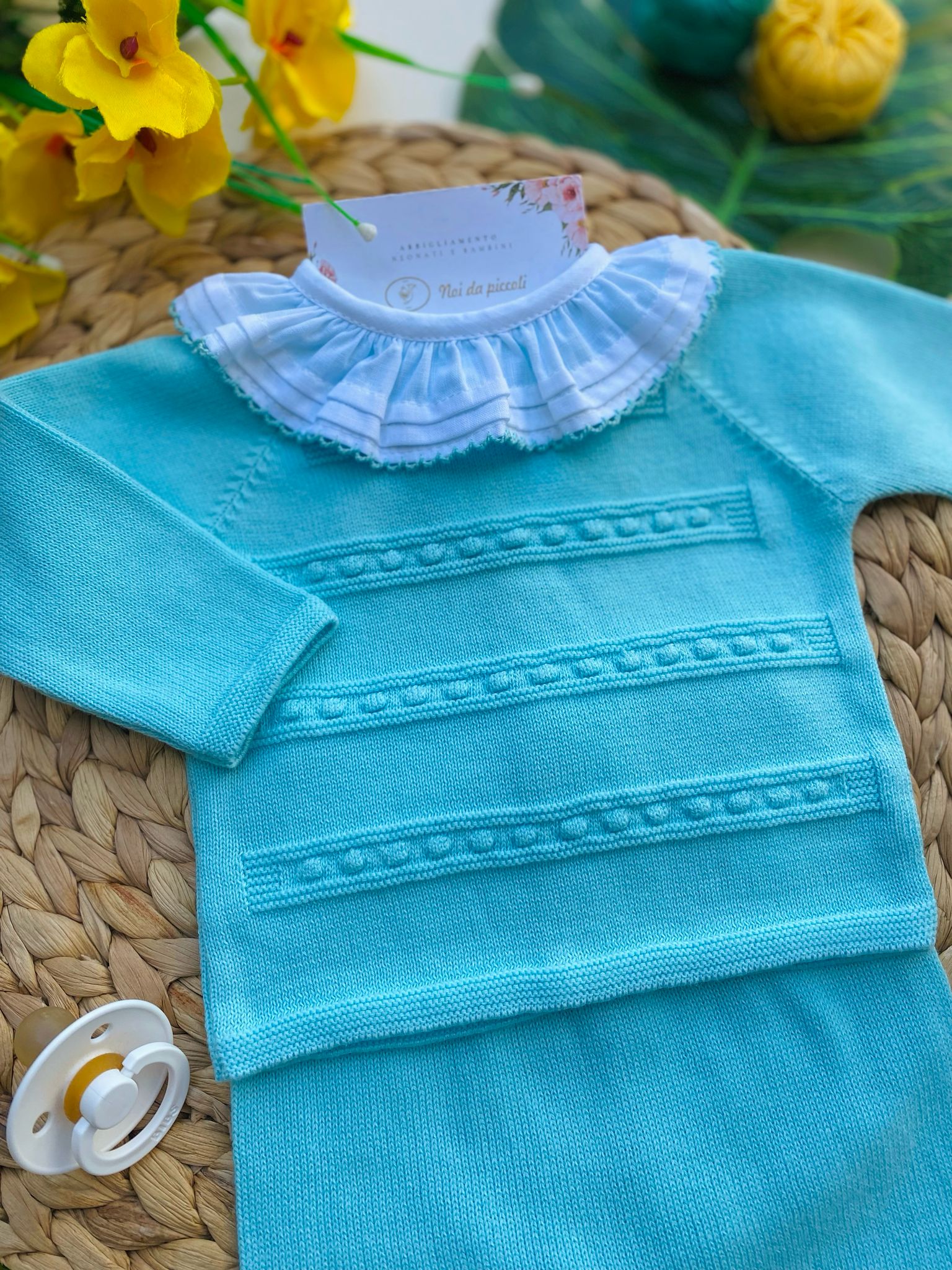 COMPLETO 2 PZ CON MAGLIETTINA E PANTALONE TURCHESE - Noi da piccoli