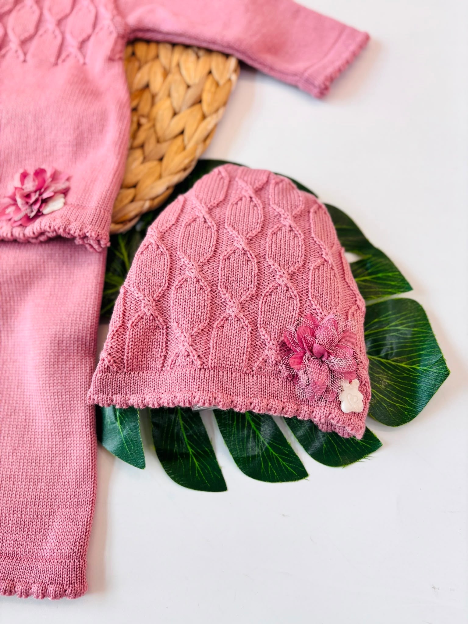 COMPLETO 2 PZ CON PARURE 100% IN LANA MERINO EXTRAFINE CIPRIA - Noi da piccoli