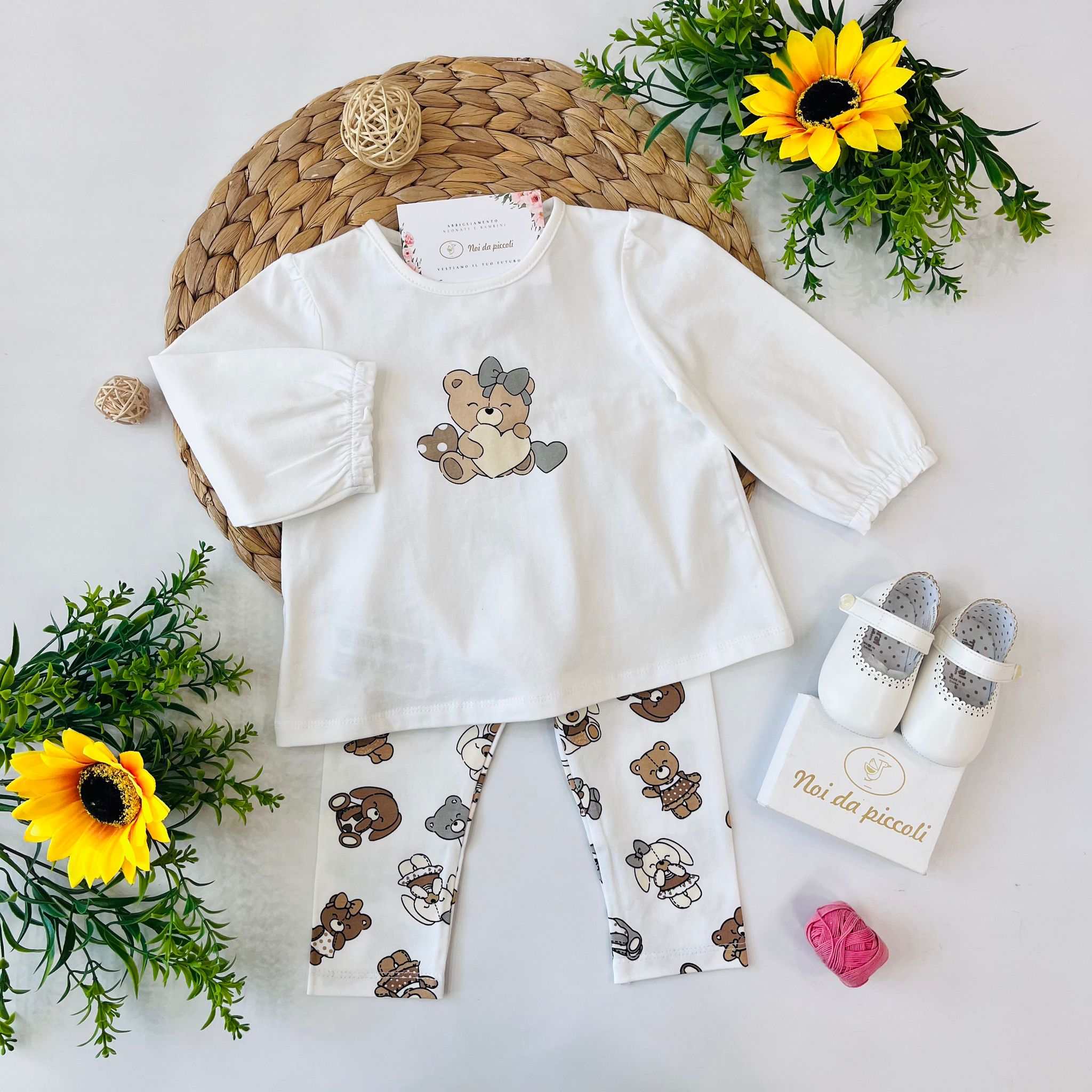 completo 2 pz Cotone Bianco - Noi da piccoli