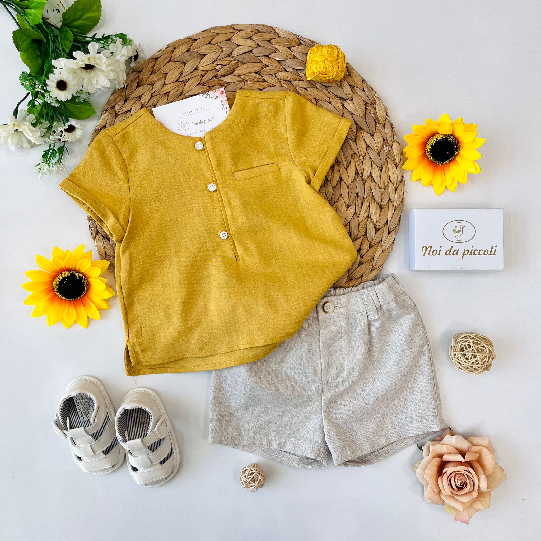 completo 2 pz Cotone Giallo - Noi da piccoli