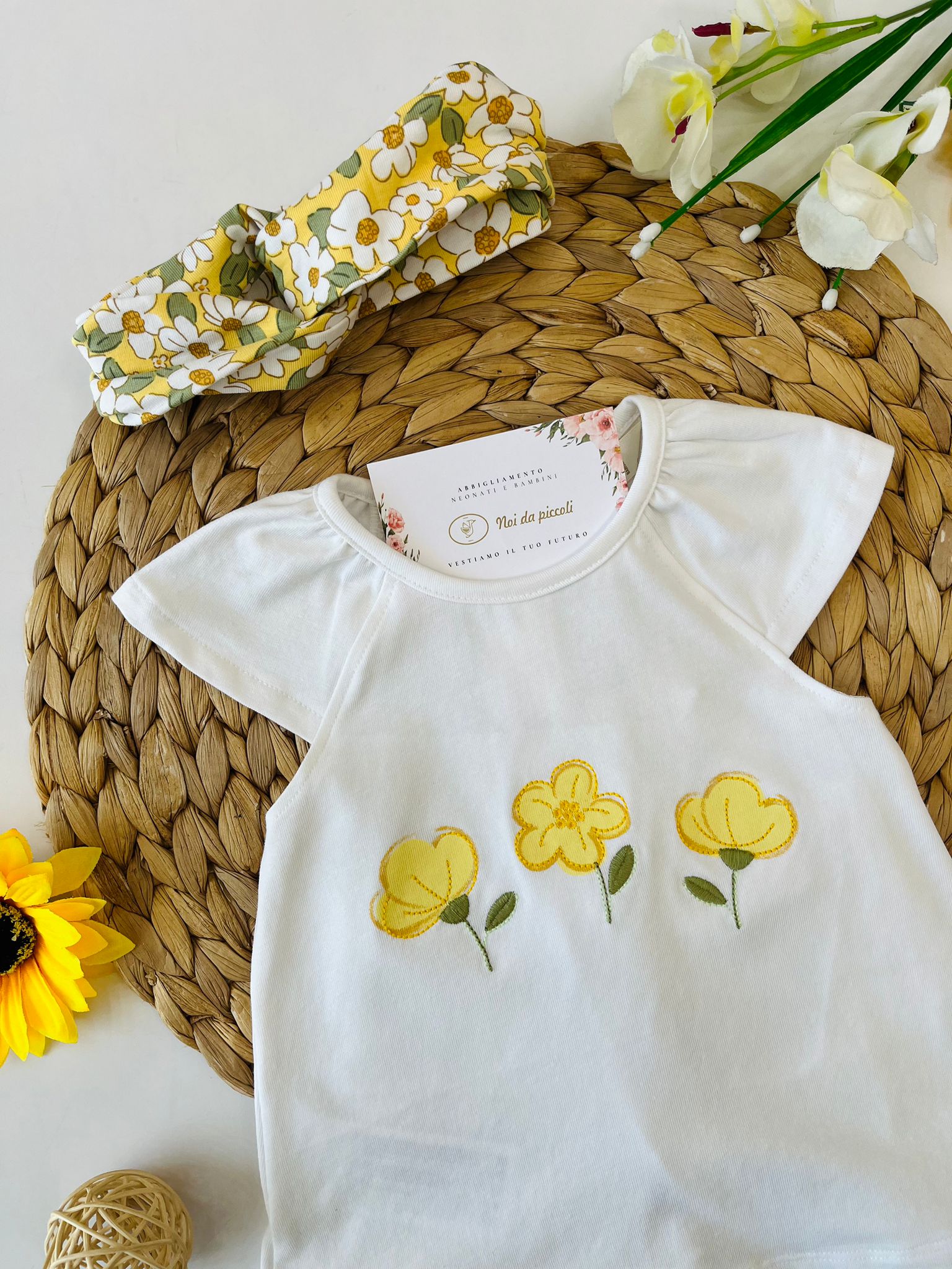 completo 2 pz Cotone Giallo - Noi da piccoli