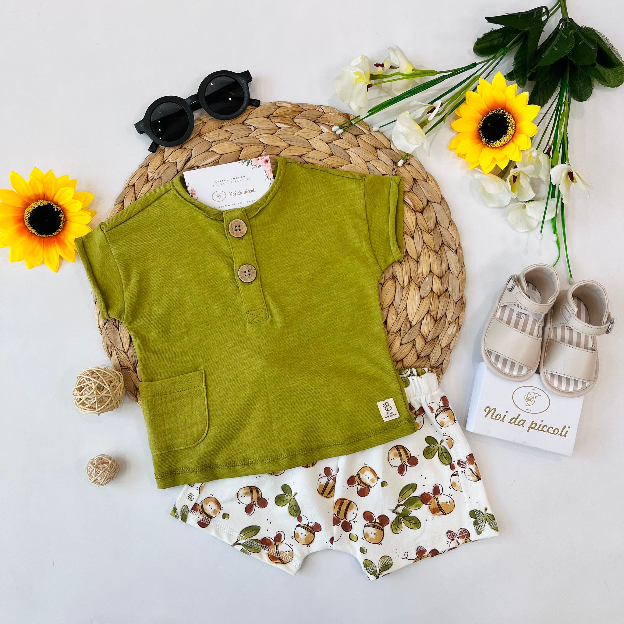 completo 2 pz Cotone Giallo - Noi da piccoli