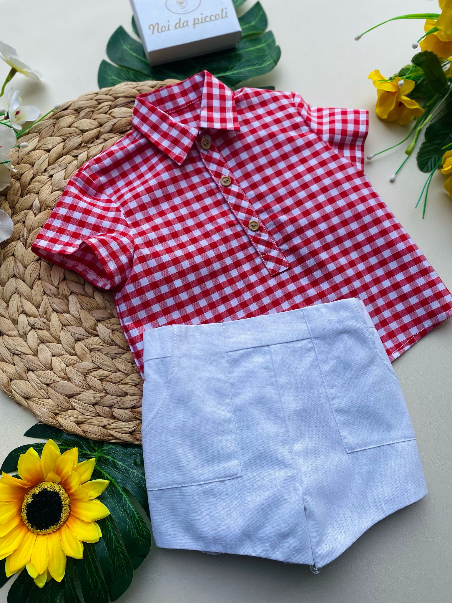 completo 2 pz Cotone Rosso - Noi da piccoli