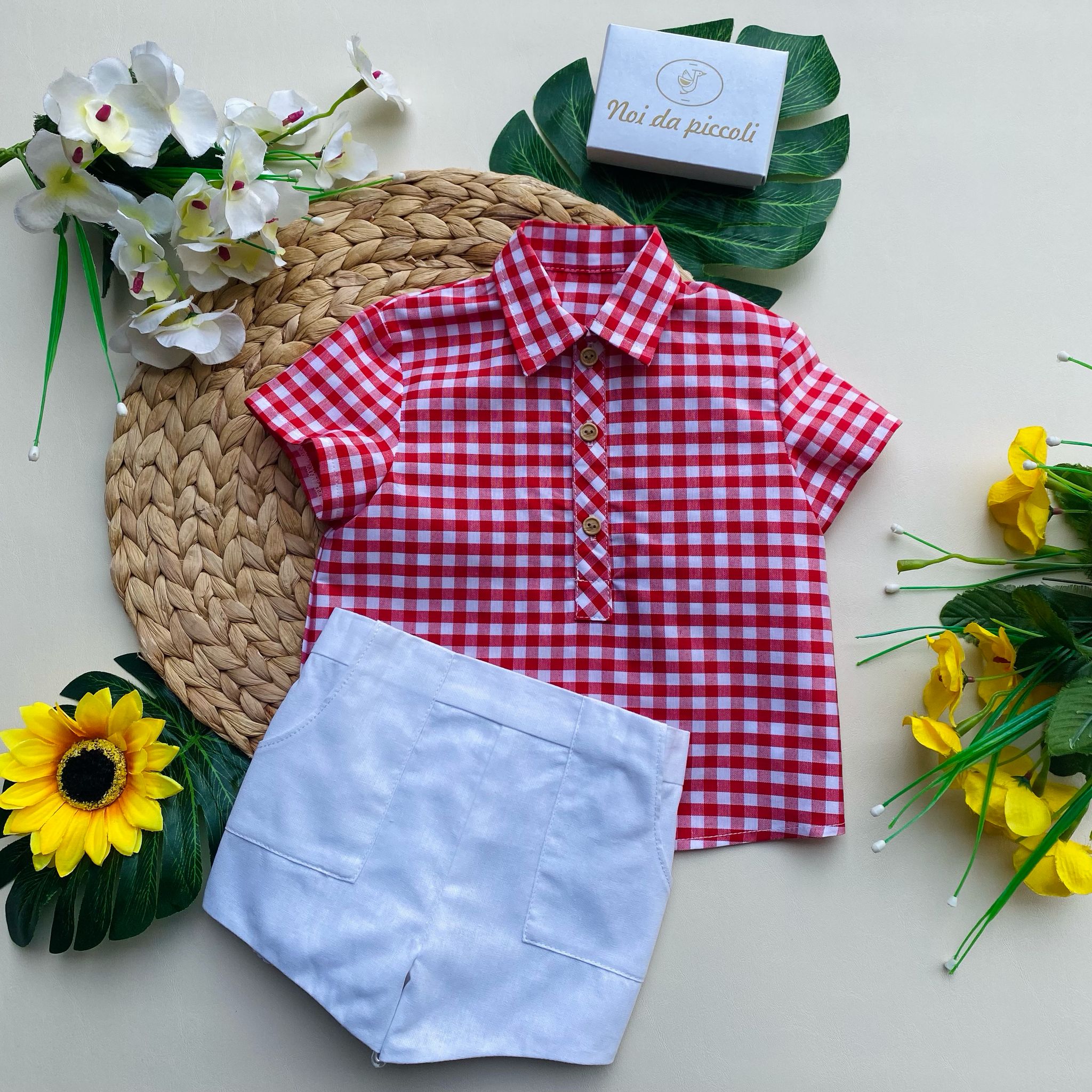 completo 2 pz Cotone Rosso - Noi da piccoli