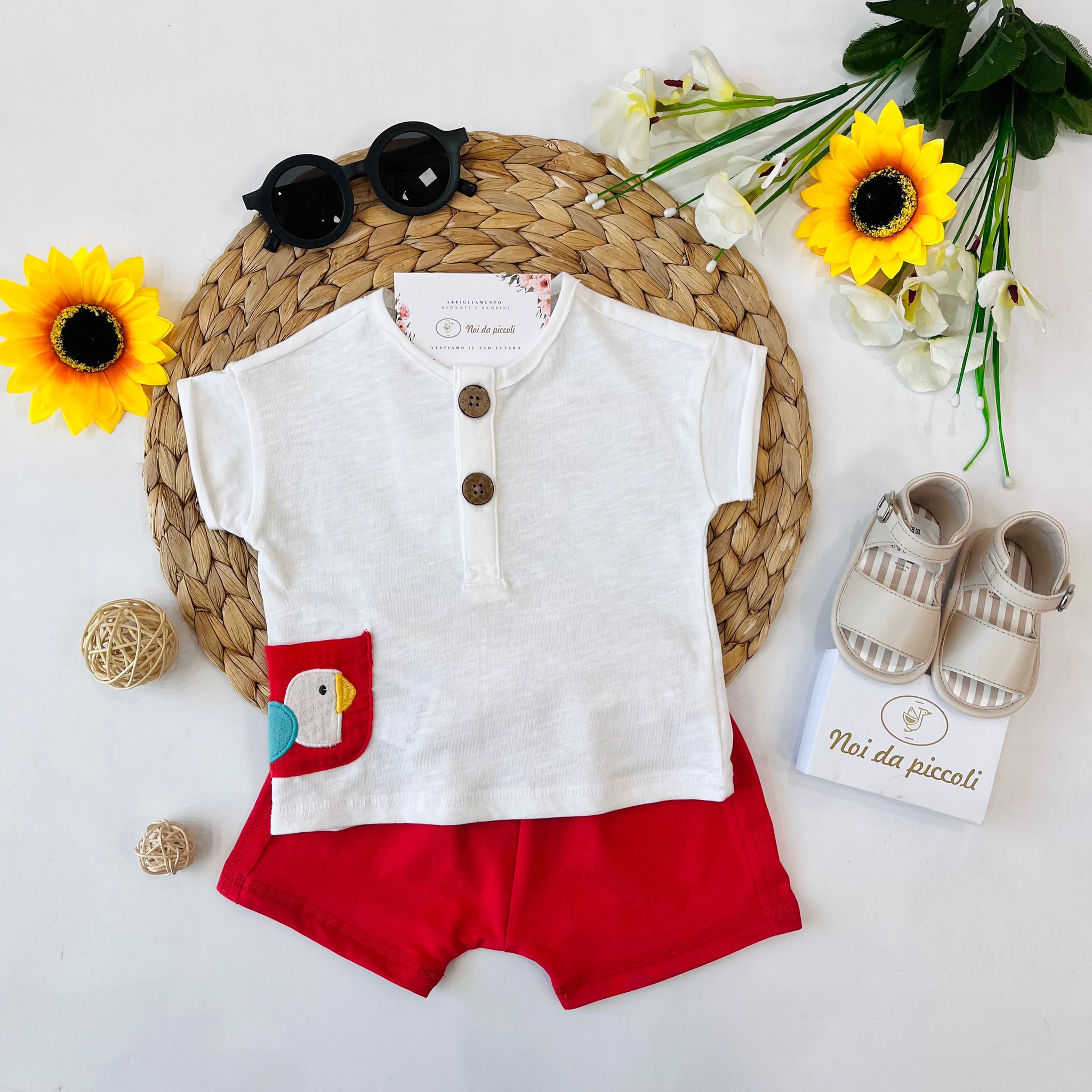 completo 2 pz Cotone Rosso - Noi da piccoli