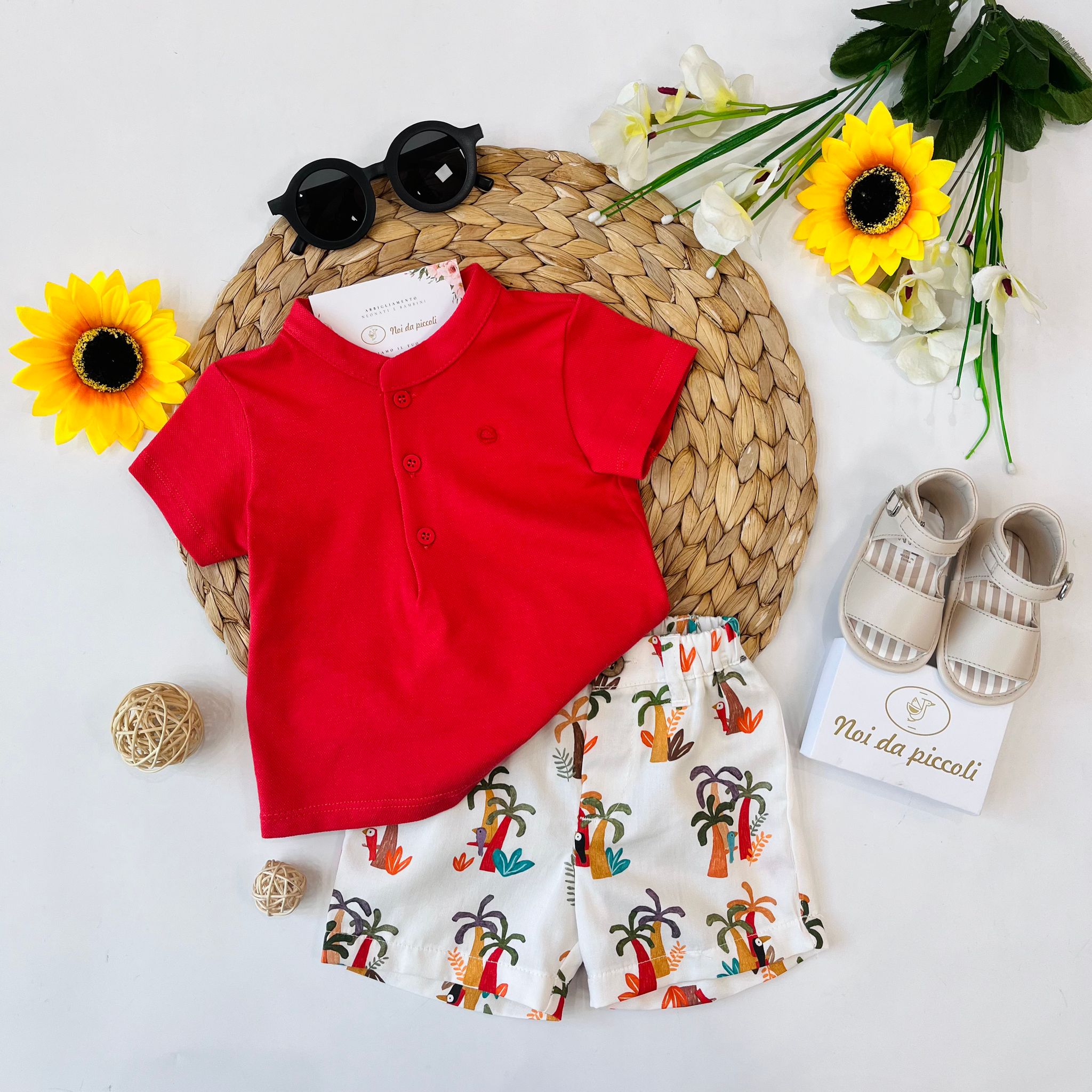 completo 2 pz Cotone Rosso - Noi da piccoli