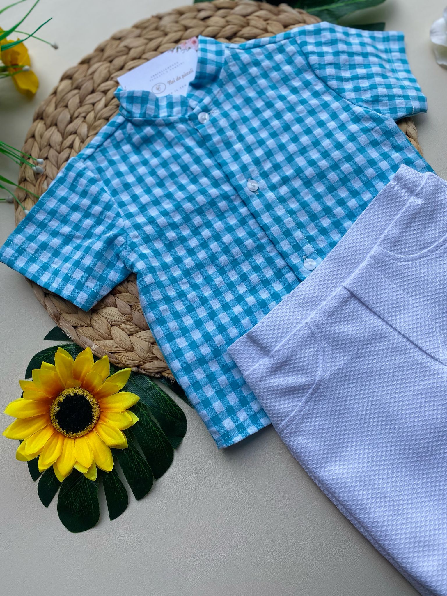 completo 2 pz Cotone Turchese - Noi da piccoli