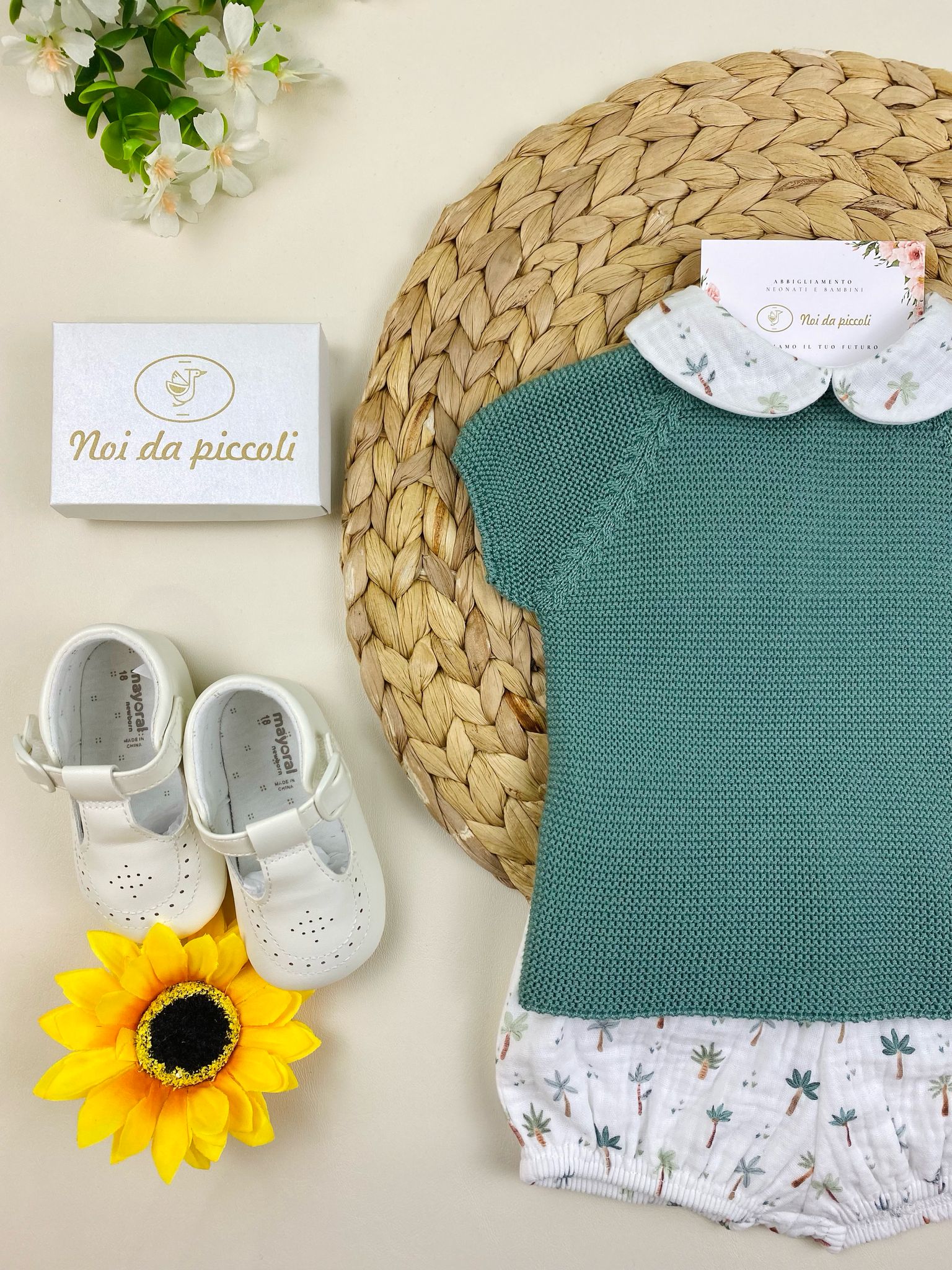 completo 2 pz Cotone Verde - Noi da piccoli