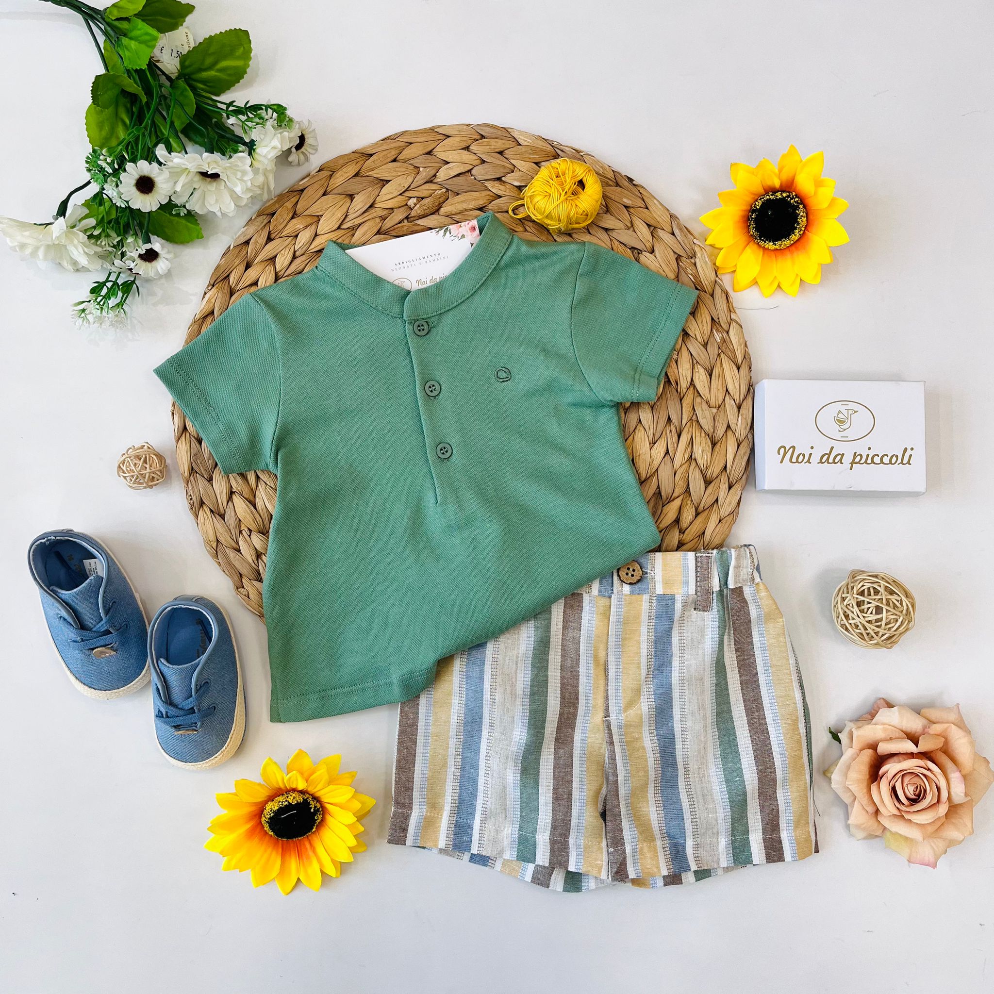 completo 2 pz Cotone Verde - Noi da piccoli