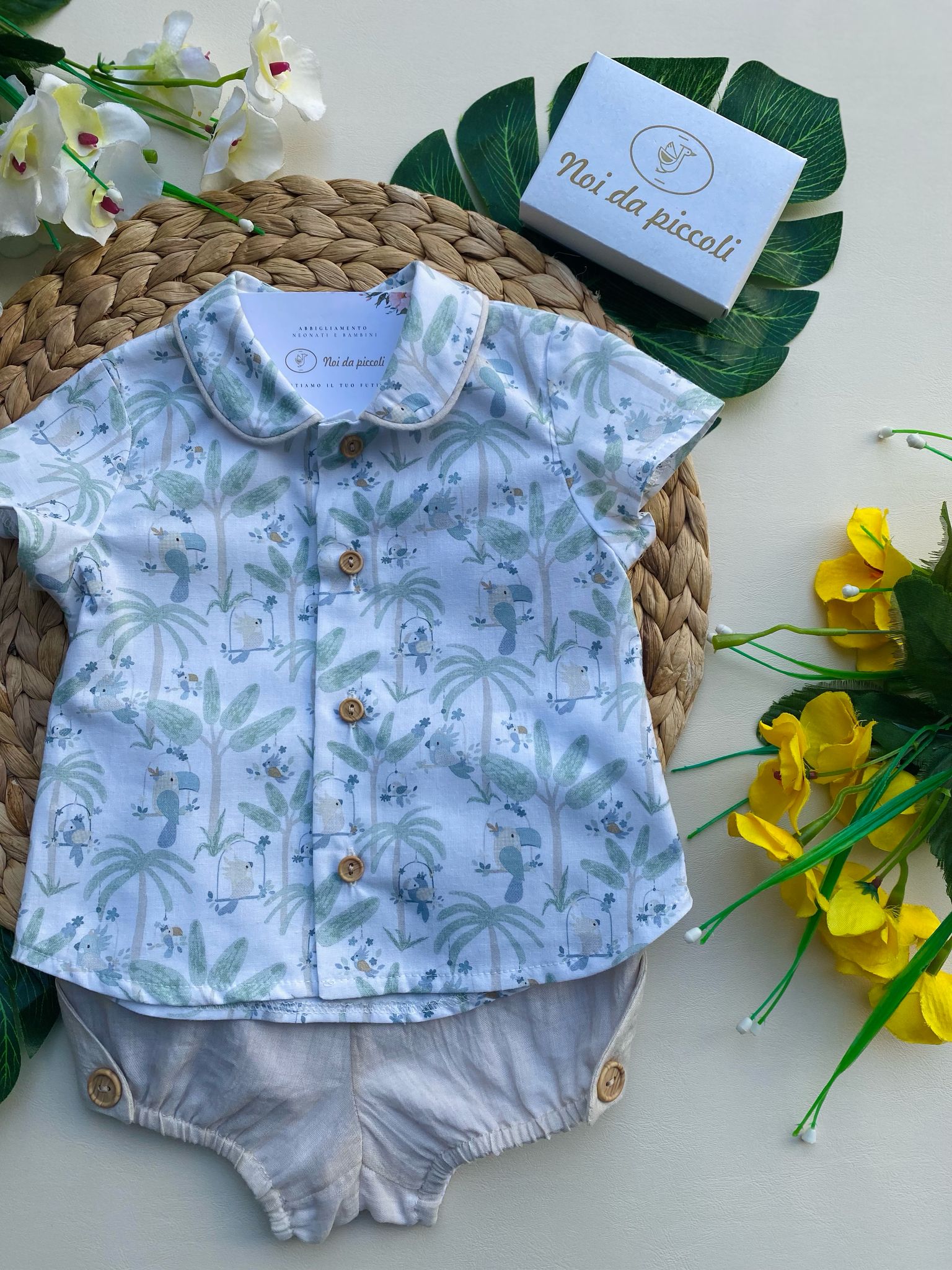 completo 2 pz Cotone Verde - Noi da piccoli