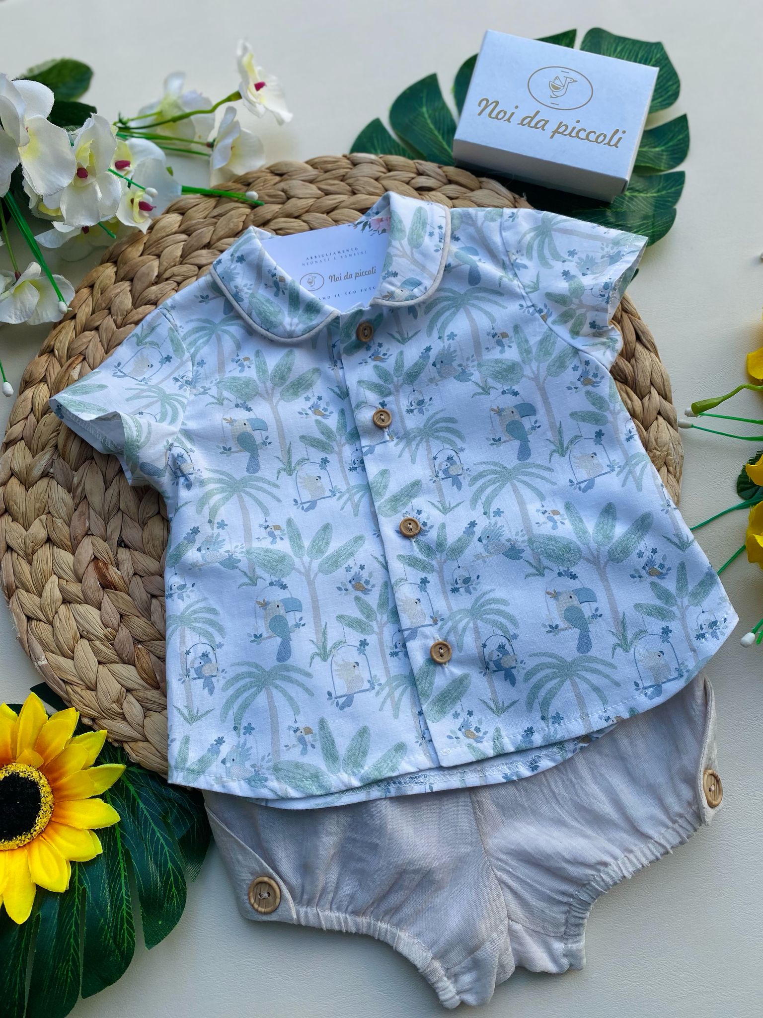 completo 2 pz Cotone Verde - Noi da piccoli