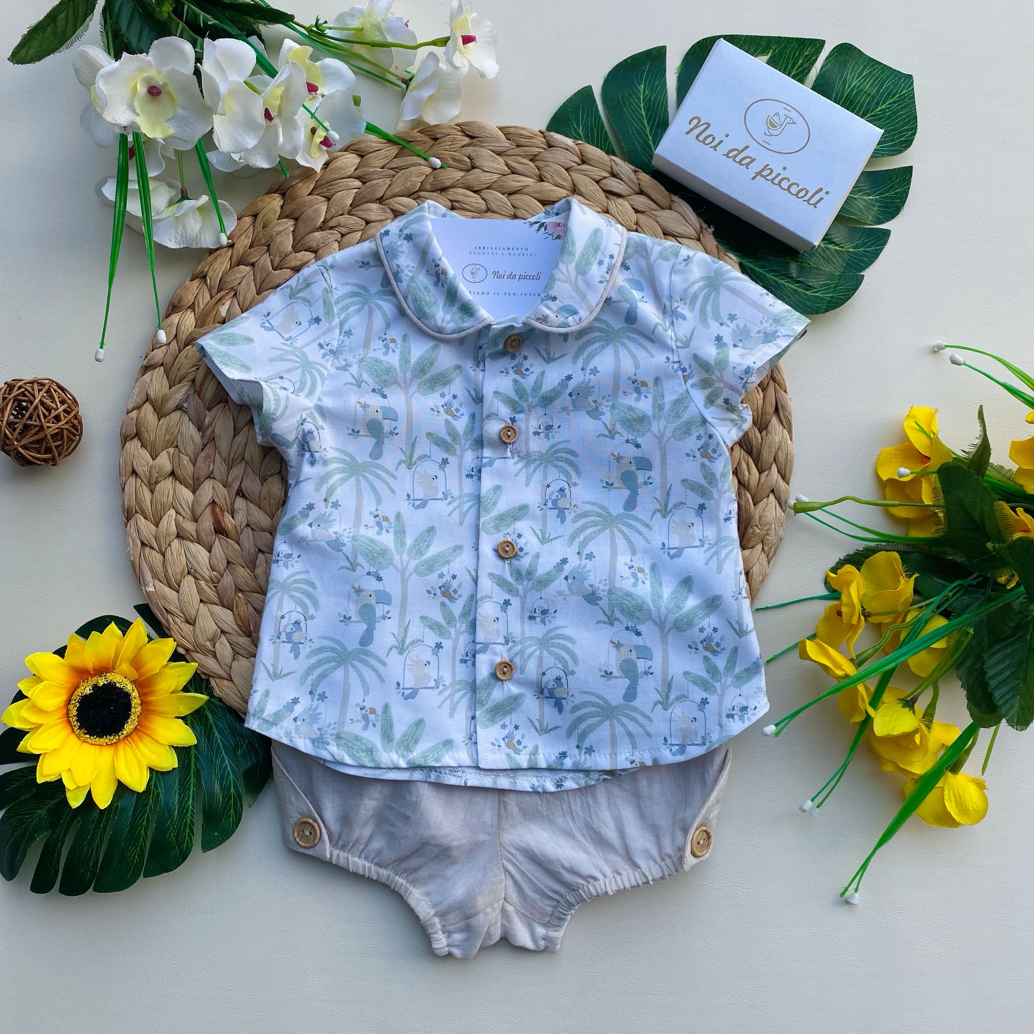 completo 2 pz Cotone Verde - Noi da piccoli