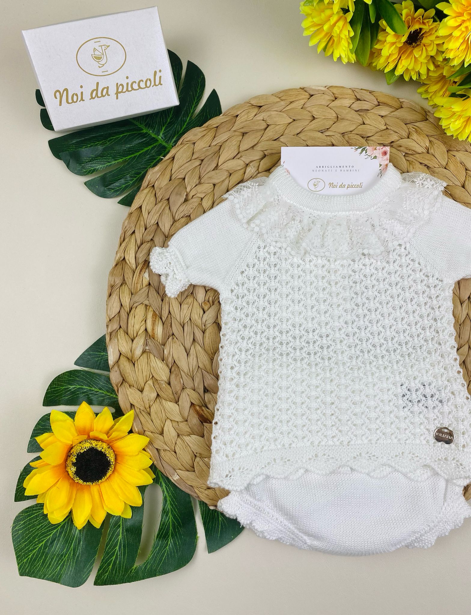 completo 2 pz filato fresco bianco - Noi da piccoli