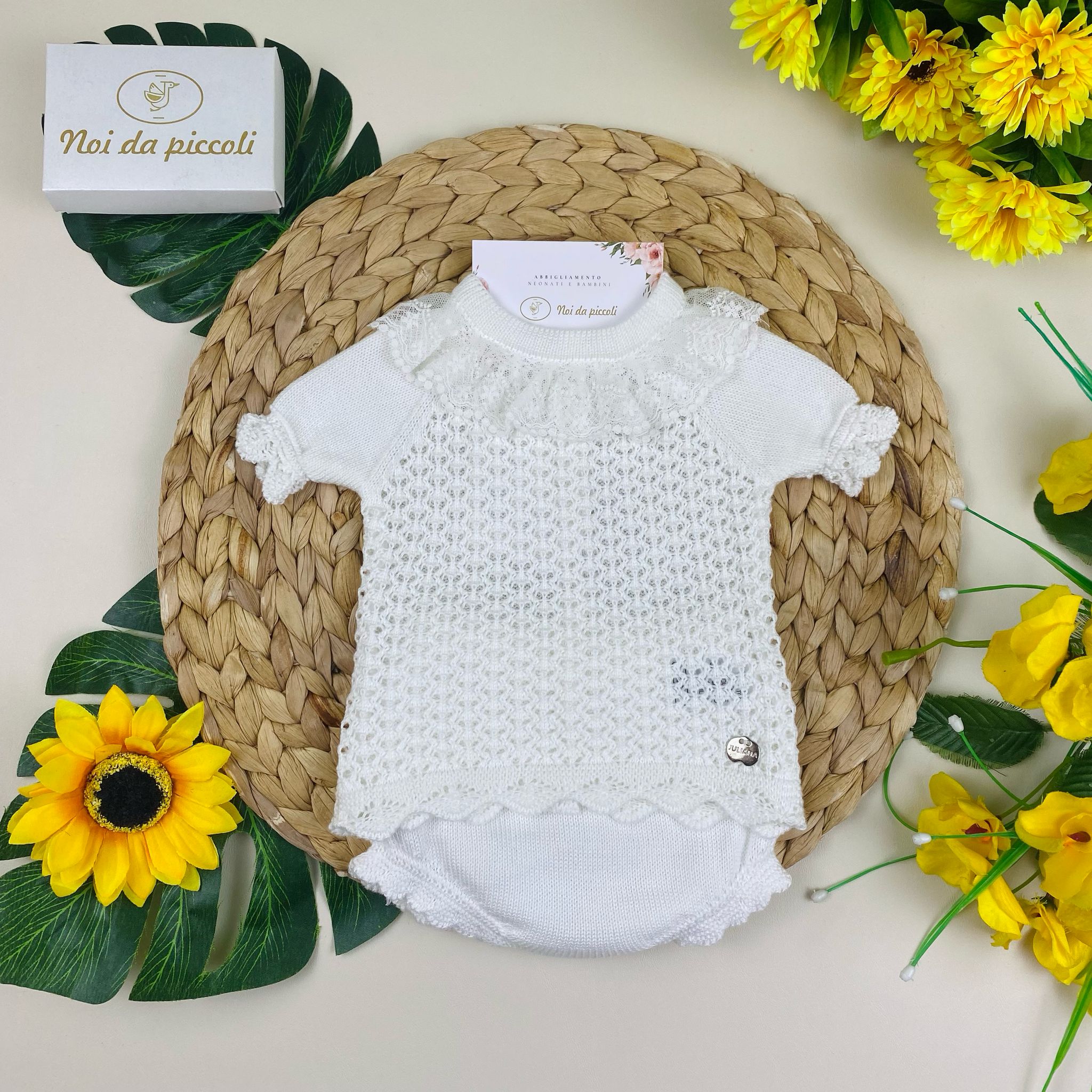 completo 2 pz filato fresco bianco - Noi da piccoli