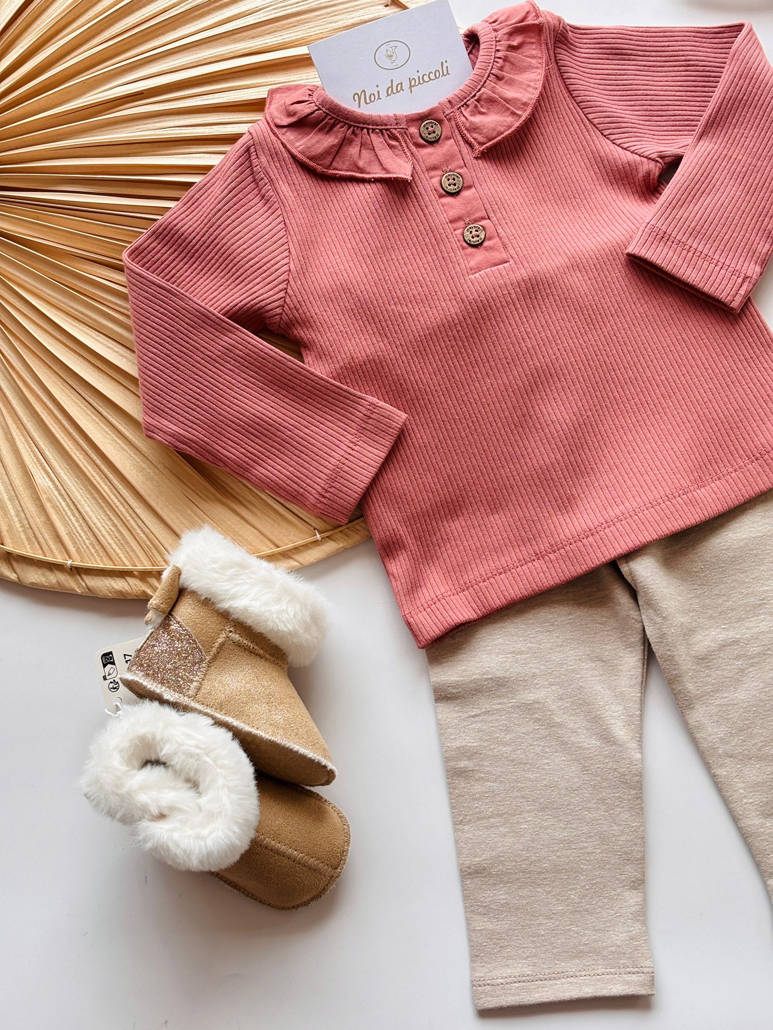 COMPLETO 2 PZ IN CALDO COTONE ARGILLA - Noi da piccoli