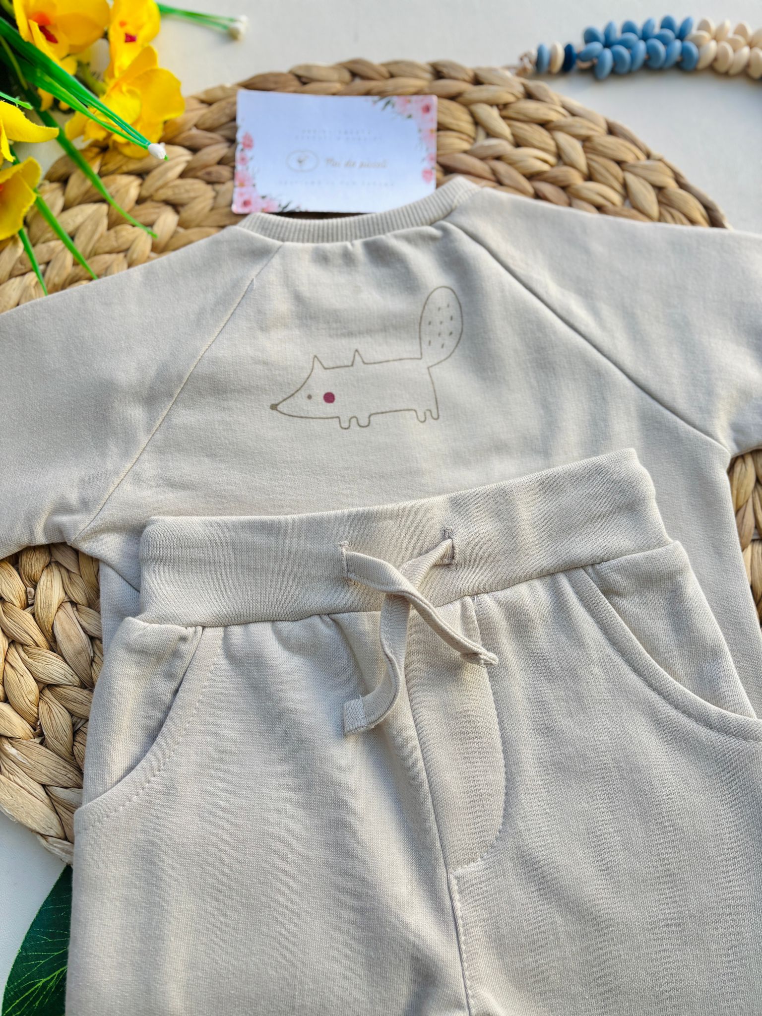 COMPLETO 2 PZ IN CALDO COTONE BEIGE - Noi da piccoli