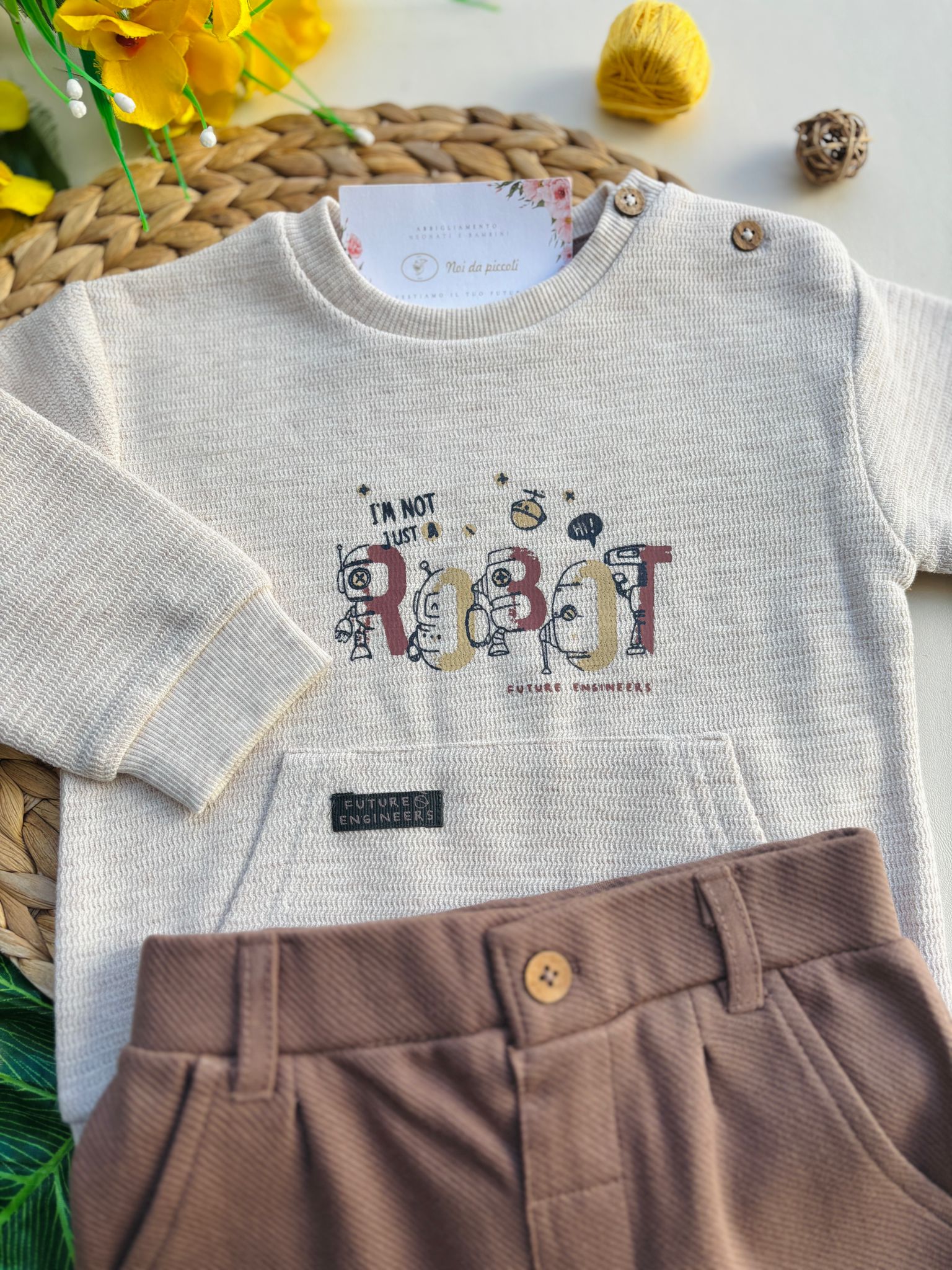 COMPLETO 2 PZ IN CALDO COTONE BEIGE - Noi da piccoli
