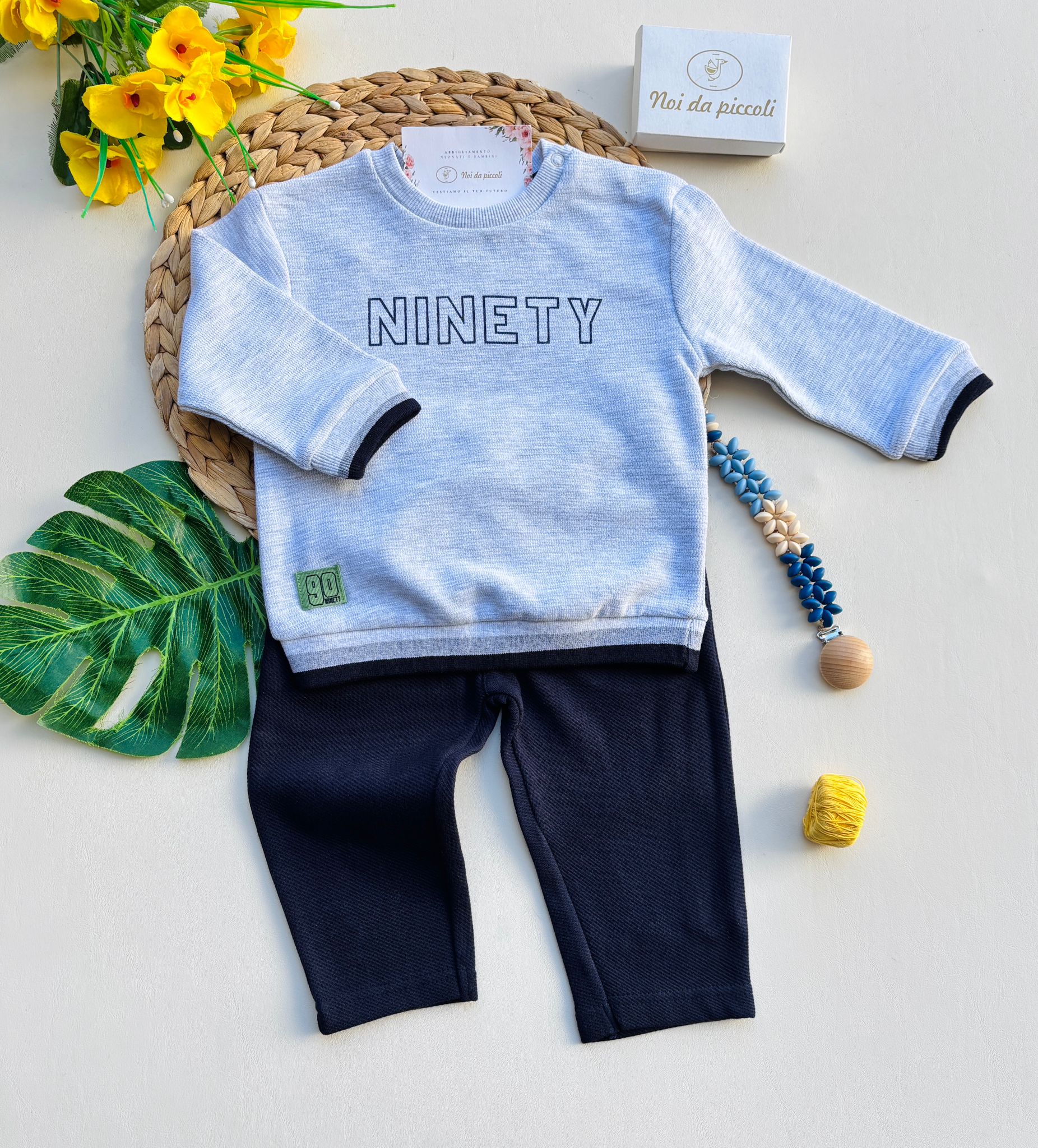 COMPLETO 2 PZ IN CALDO COTONE BLU E GRIGIO - Noi da piccoli