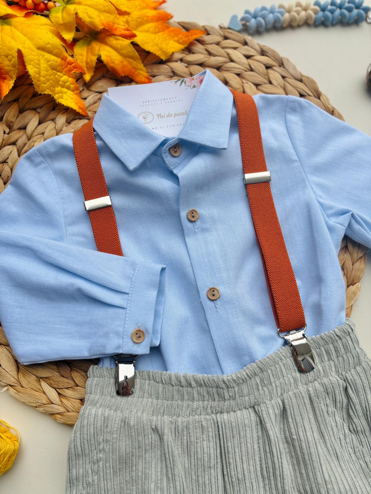 COMPLETO 2 PZ IN CALDO COTONE CON BRETELLE CALABAZA - Noi da piccoli