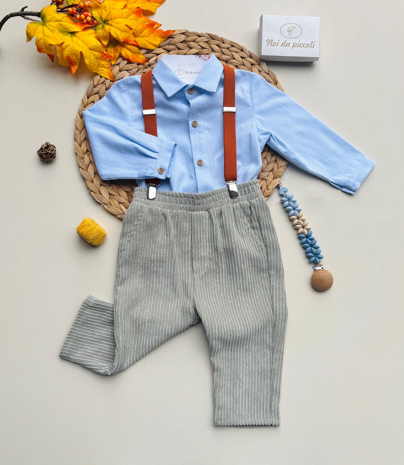 COMPLETO 2 PZ IN CALDO COTONE CON BRETELLE CALABAZA - Noi da piccoli