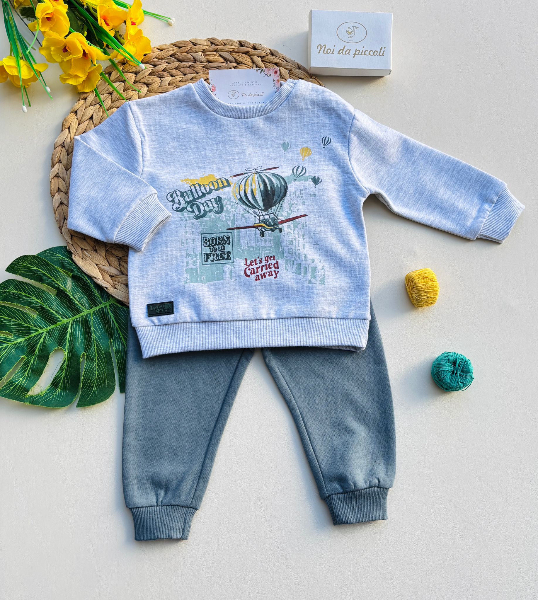 COMPLETO 2 PZ IN CALDO COTONE GRIGIO GRIS - Noi da piccoli