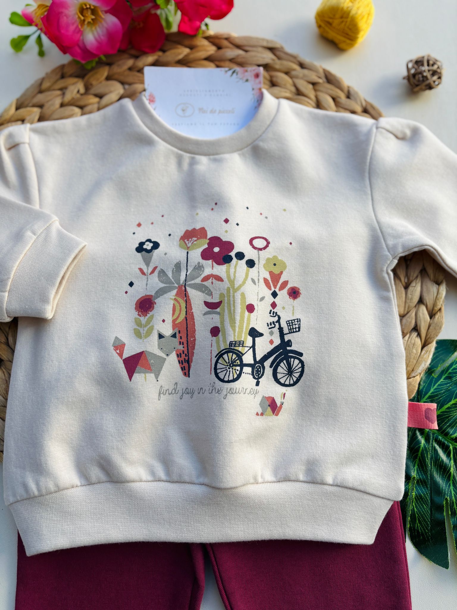 COMPLETO 2 PZ IN CALDO COTONE MALVA E CREMA - Noi da piccoli