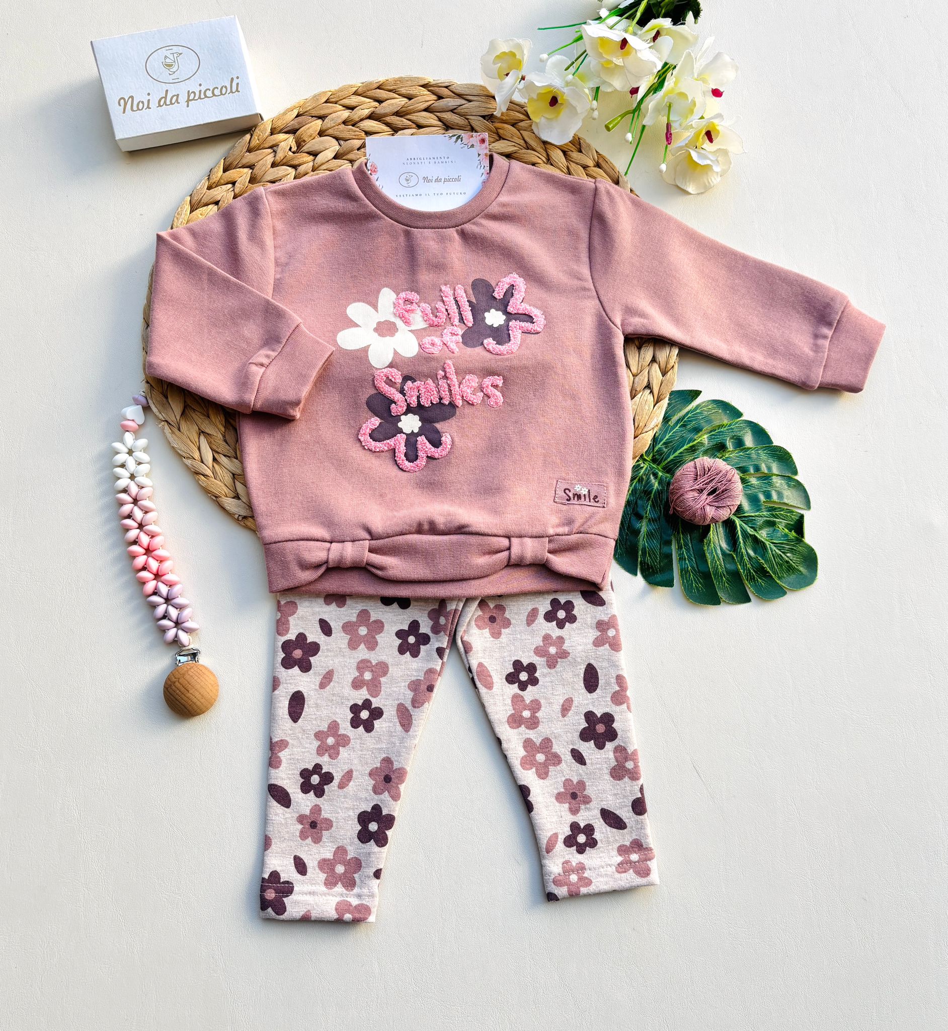 COMPLETO 2 PZ IN CALDO COTONE ROSA SCURO - Noi da piccoli