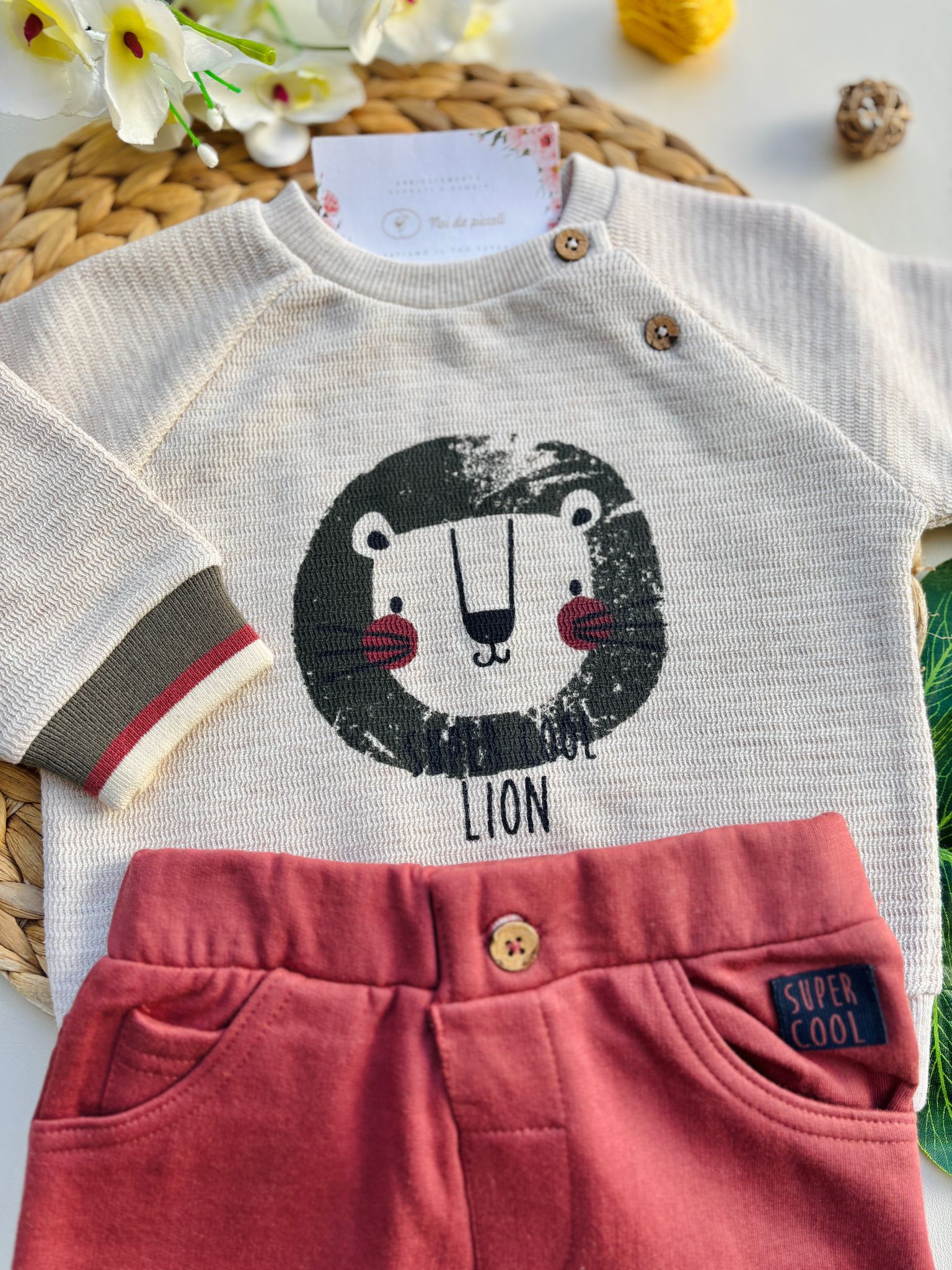 COMPLETO 2 PZ IN CALDO COTONE RUGGINE E BEIGE - Noi da piccoli