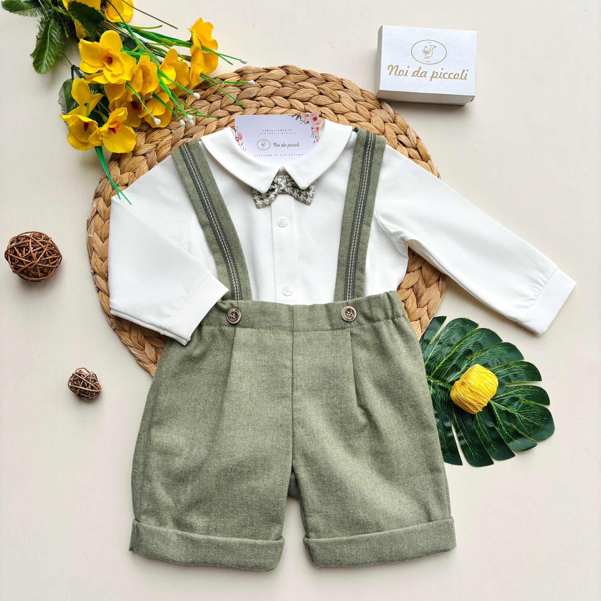 COMPLETO 2 PZ IN CALDO COTONE VERDE MILITARE - Noi da piccoli