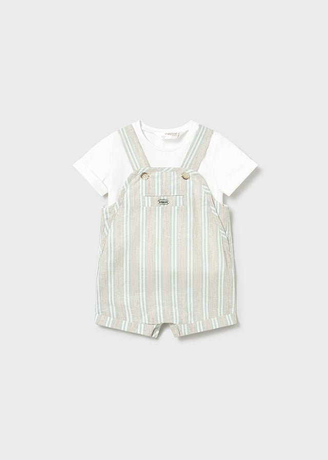 COMPLETO 2 PZ IN COTONE A RIGHE BIANCO BEIGE - Noi da piccoli