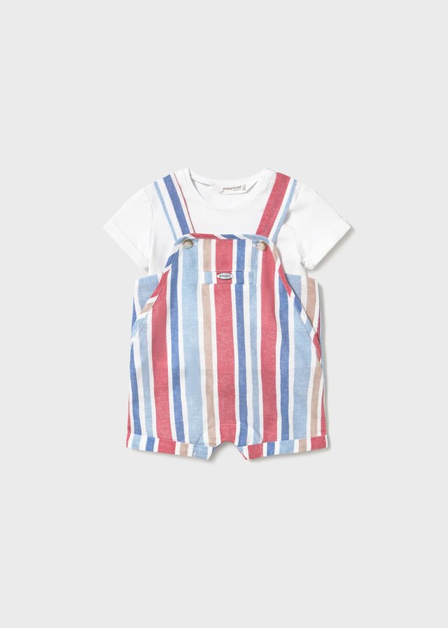 COMPLETO 2 PZ IN COTONE A RIGHE ROSSO - Noi da piccoli