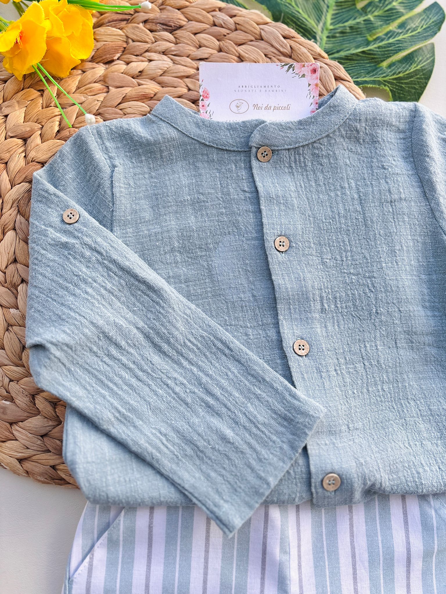 COMPLETO 2 PZ IN COTONE A RIGHE VERDE - Noi da piccoli