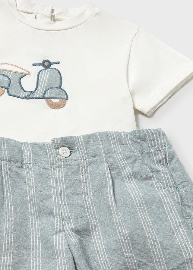 COMPLETO 2 PZ IN COTONE A RIGHE VERDE - Noi da piccoli