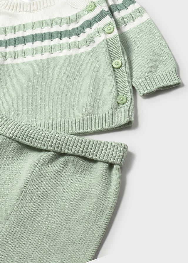 COMPLETO 2 PZ IN COTONE A STRISCE BIANCO VERDE - Noi da piccoli