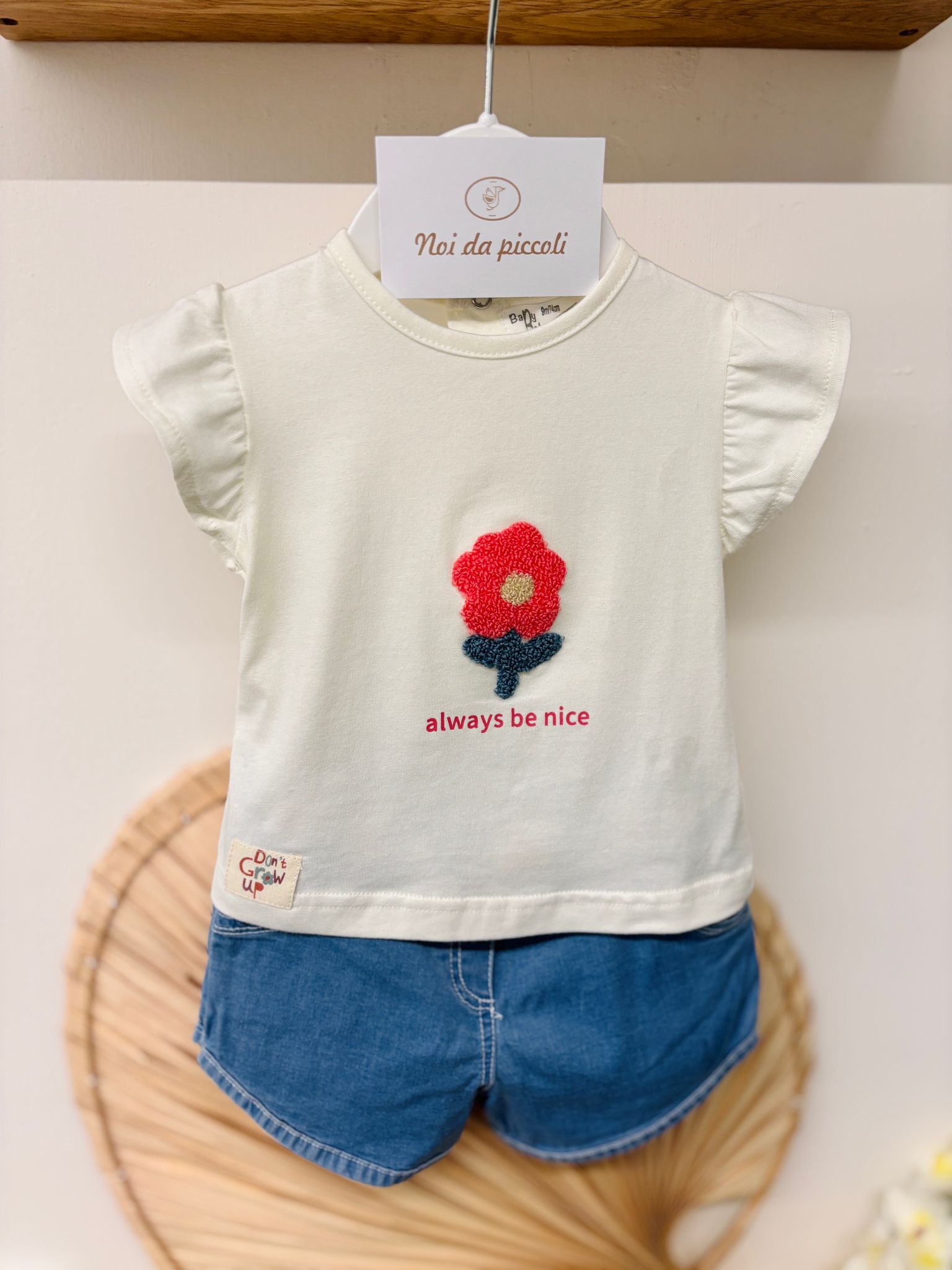 COMPLETO 2 PZ IN COTONE BIANCO - Noi da piccoli