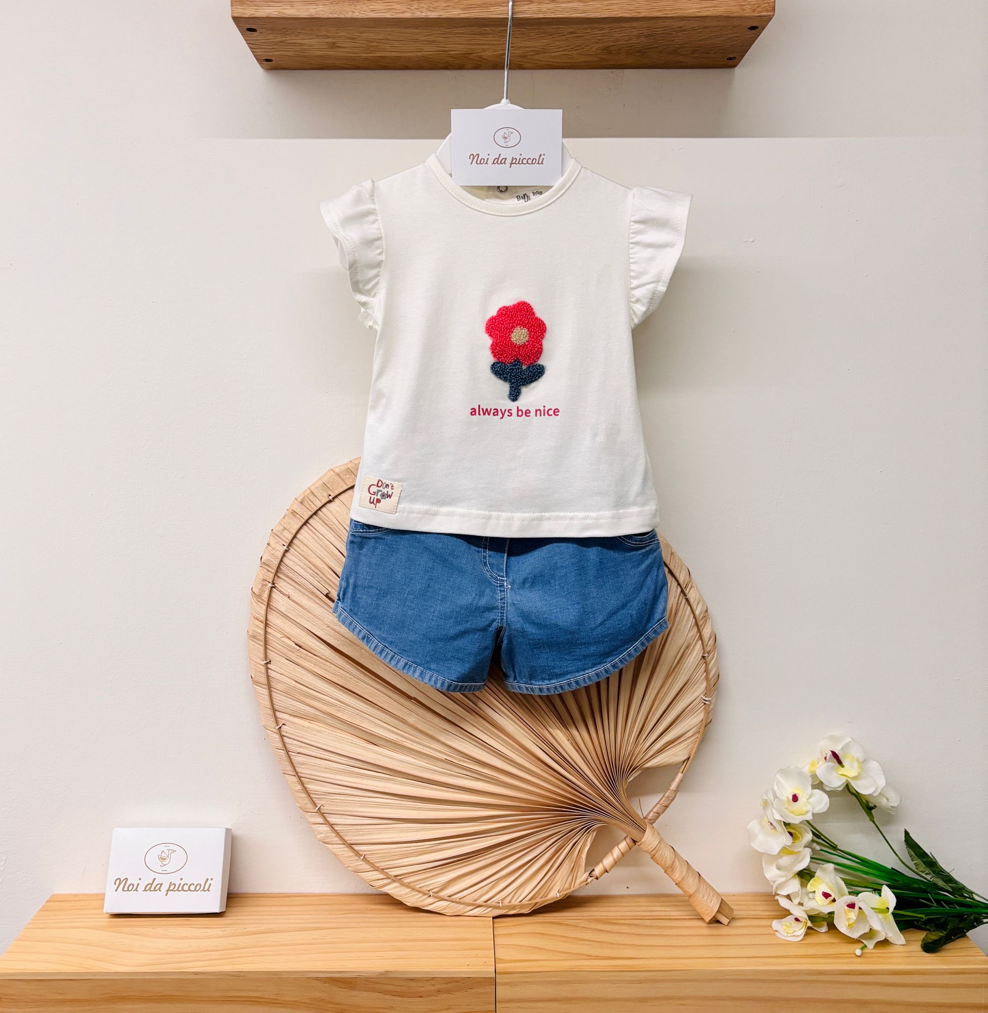 COMPLETO 2 PZ IN COTONE BIANCO - Noi da piccoli