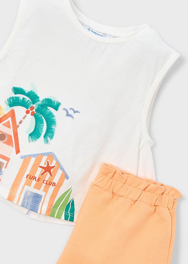 COMPLETO 2 PZ IN COTONE BIANCO ARANCIO - Noi da piccoli