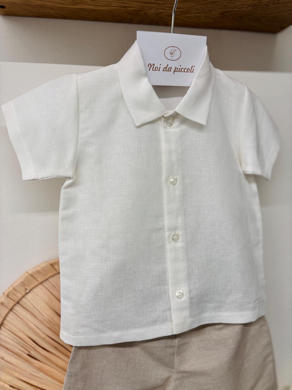 COMPLETO 2 PZ IN COTONE BIANCO BEIGE - Noi da piccoli