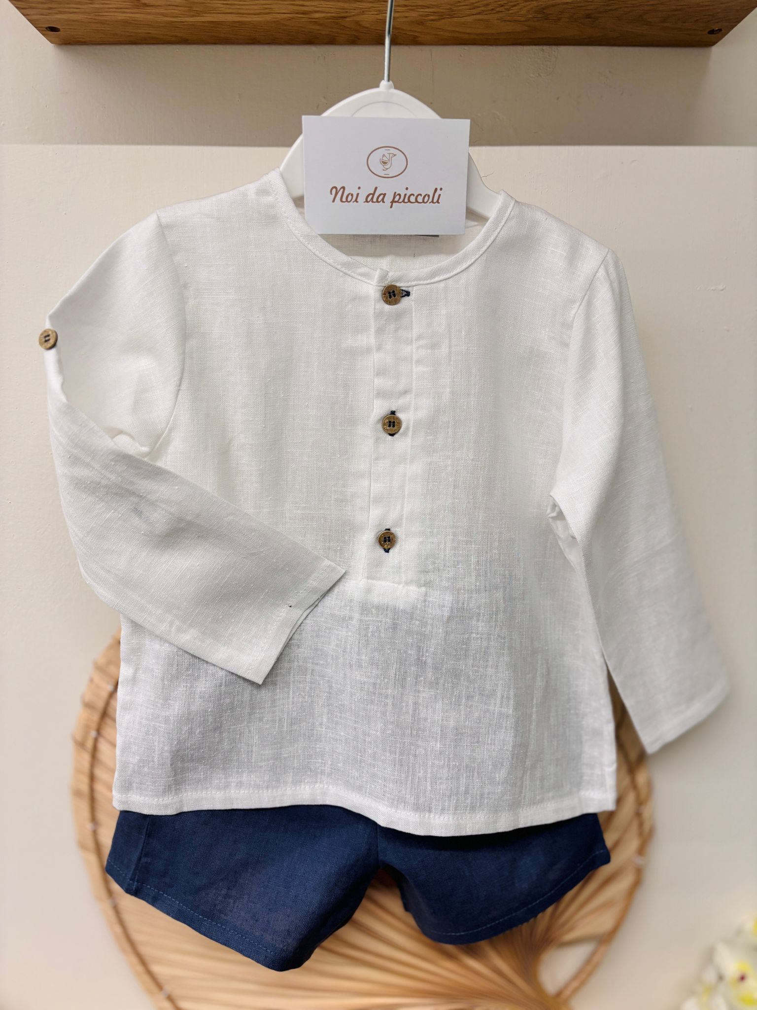 COMPLETO 2 PZ IN COTONE BIANCO BLU - Noi da piccoli