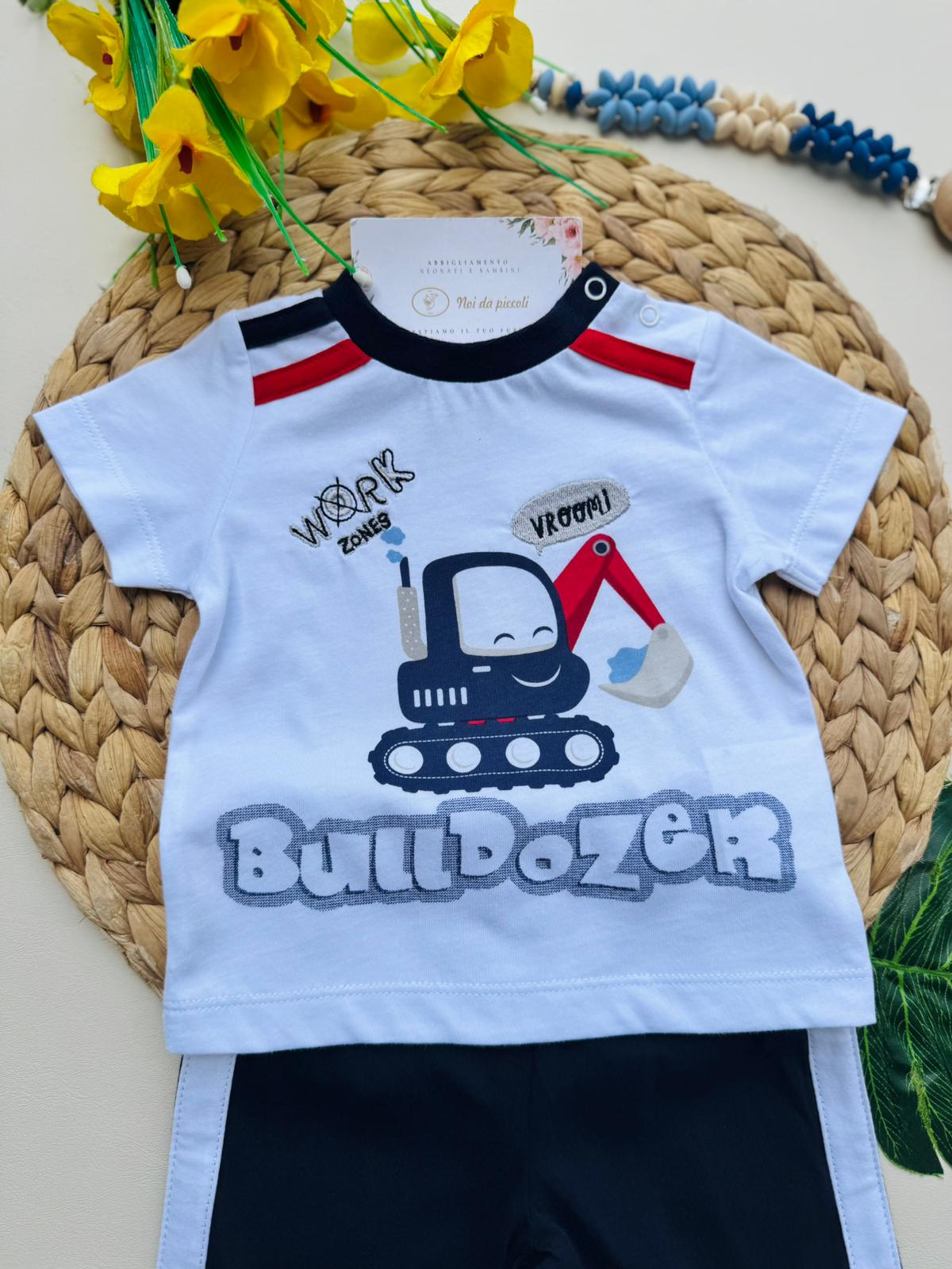 COMPLETO 2 PZ IN COTONE BIANCO BLU - Noi da piccoli