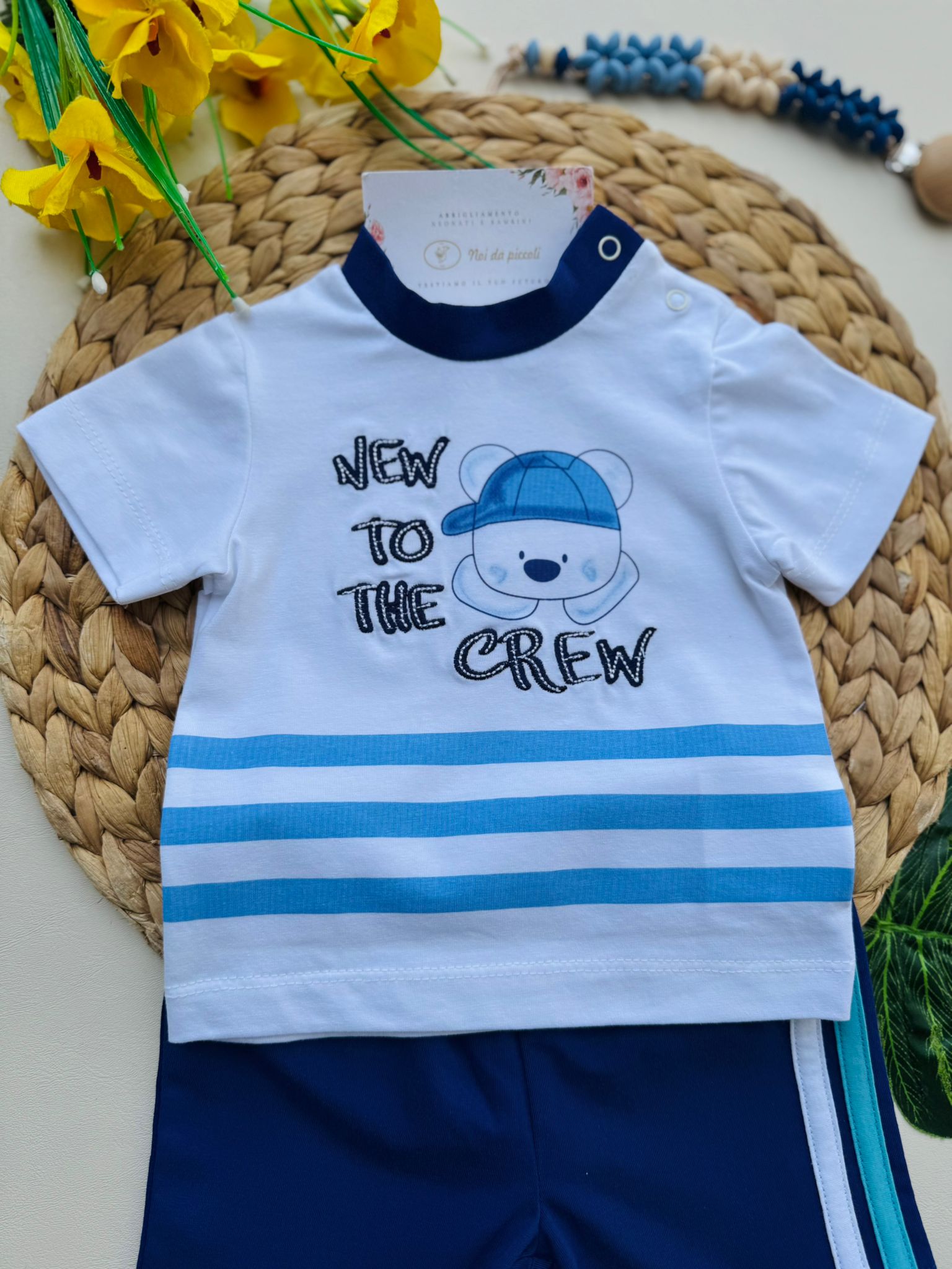COMPLETO 2 PZ IN COTONE BIANCO BLU - Noi da piccoli