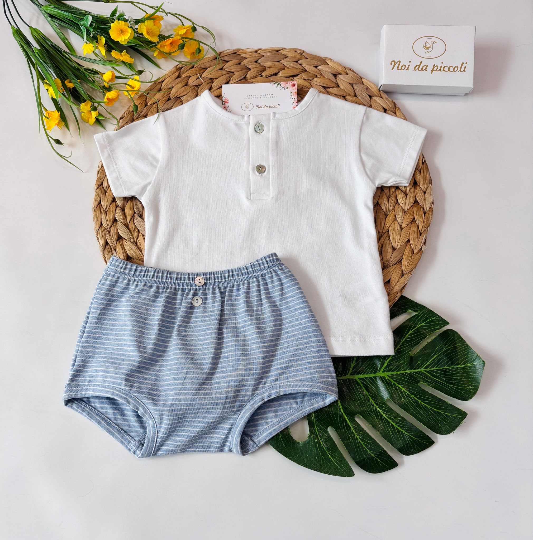 COMPLETO 2 PZ IN COTONE BIANCO CIELO - Noi da piccoli