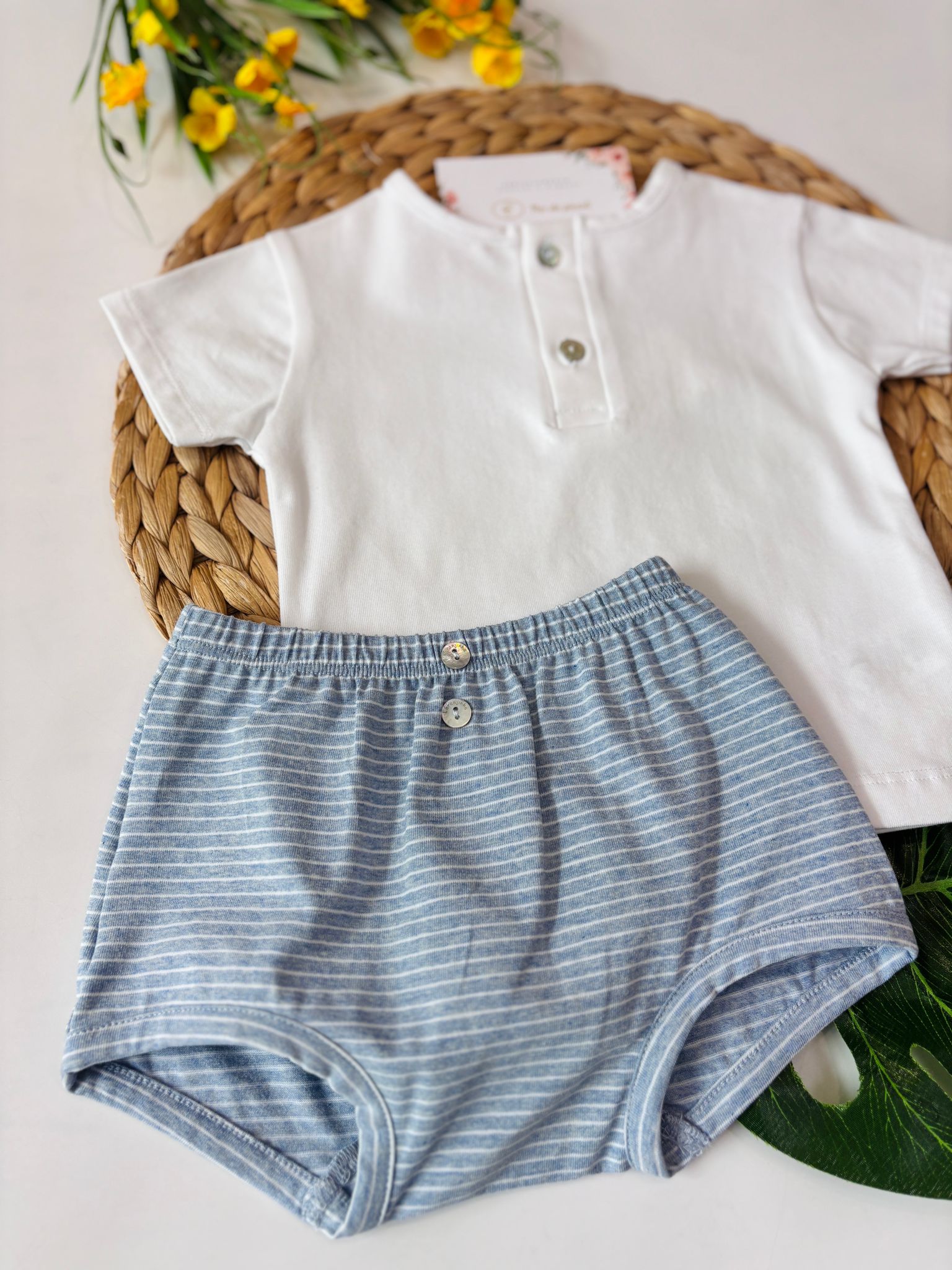COMPLETO 2 PZ IN COTONE BIANCO CIELO - Noi da piccoli