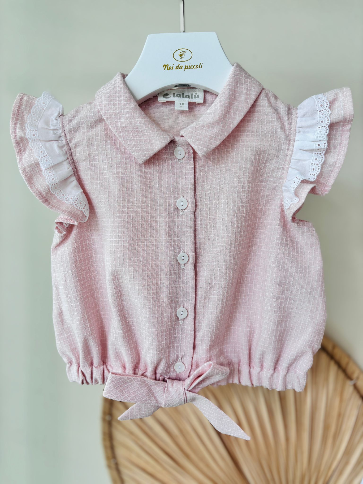 COMPLETO 2 PZ IN COTONE BIANCO ROSA - Noi da piccoli