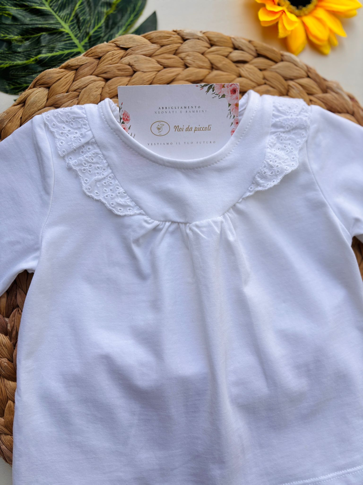 COMPLETO 2 PZ IN COTONE BIANCO ROSSO - Noi da piccoli