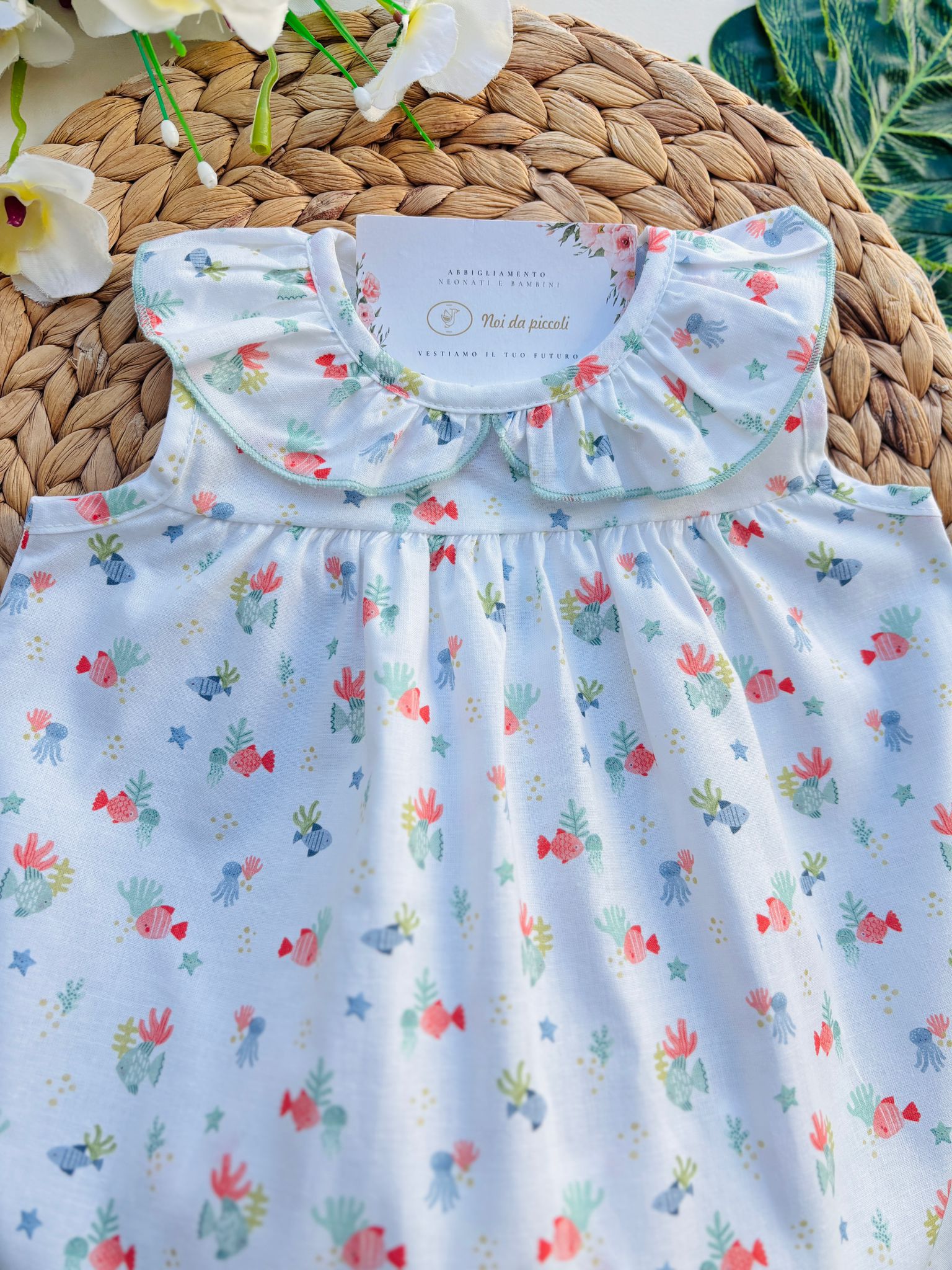 COMPLETO 2 PZ IN COTONE CON ANIMALINI BIANCO - Noi da piccoli