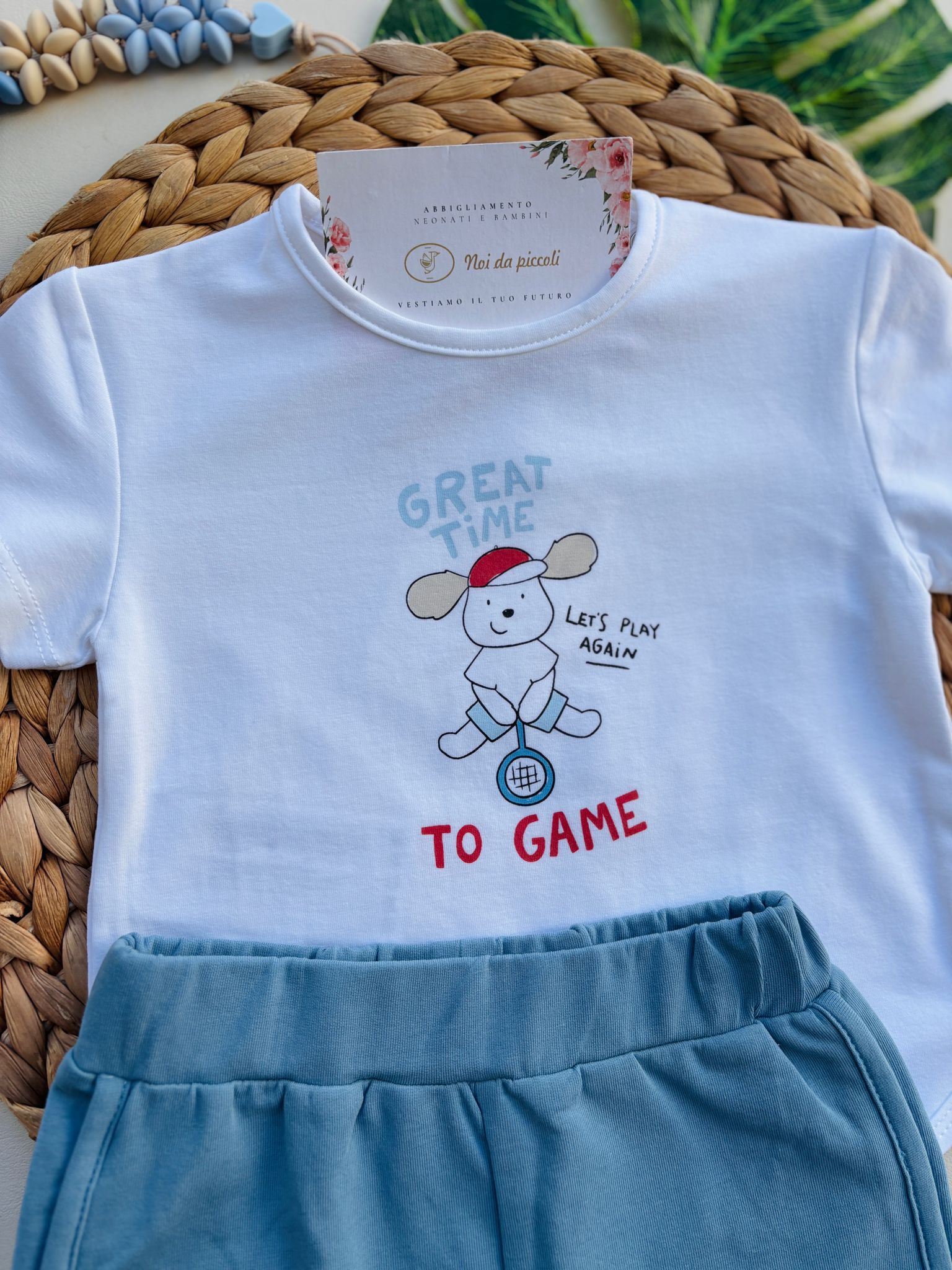 COMPLETO 2 PZ IN COTONE CON DISEGNINI CIELO - Noi da piccoli