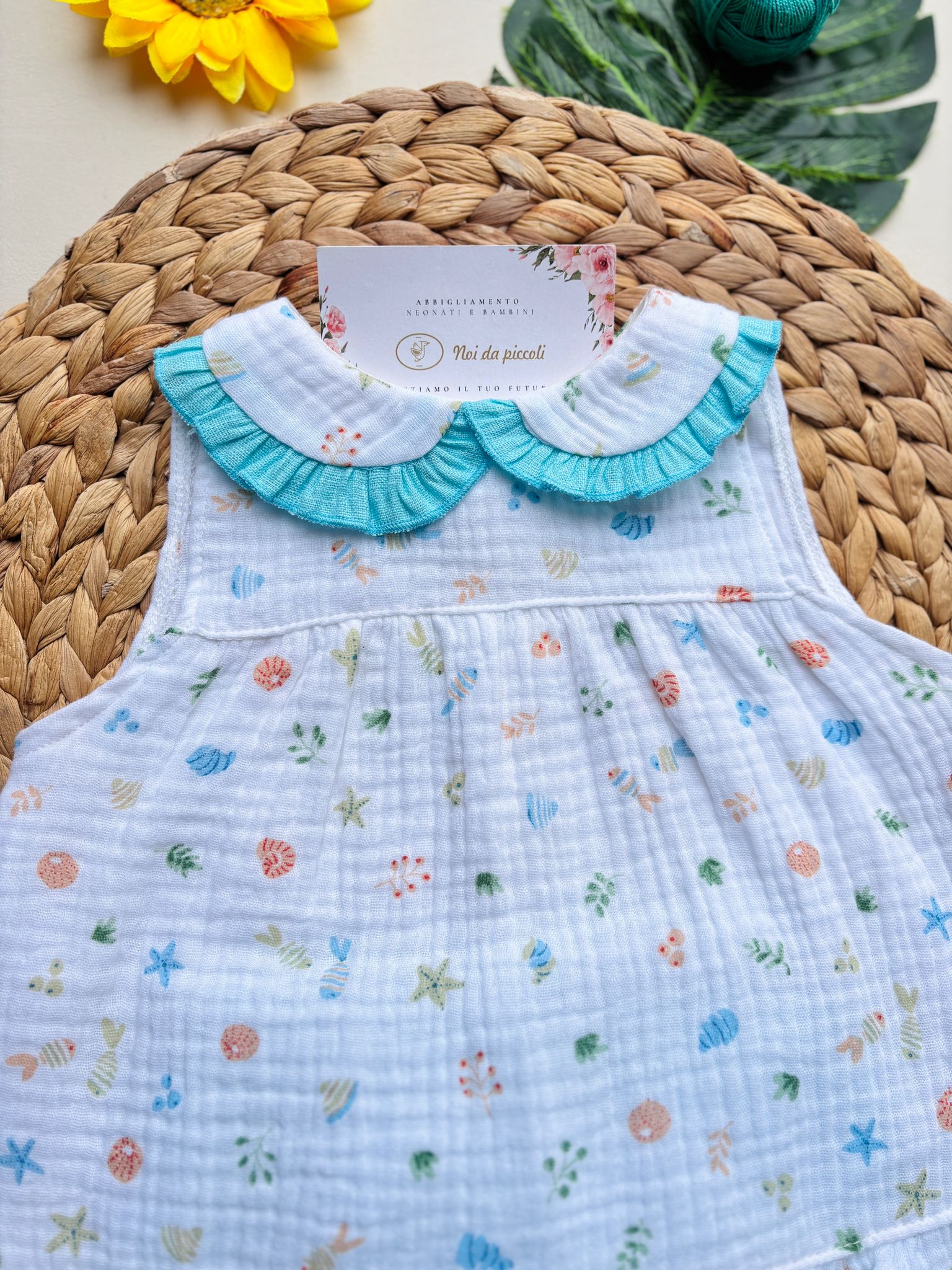 COMPLETO 2 PZ IN COTONE CON DISEGNINI COLORATI Turchese - Noi da piccoli