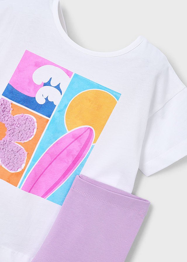 COMPLETO 2 PZ IN COTONE CON DISEGNINI LILLA - Noi da piccoli